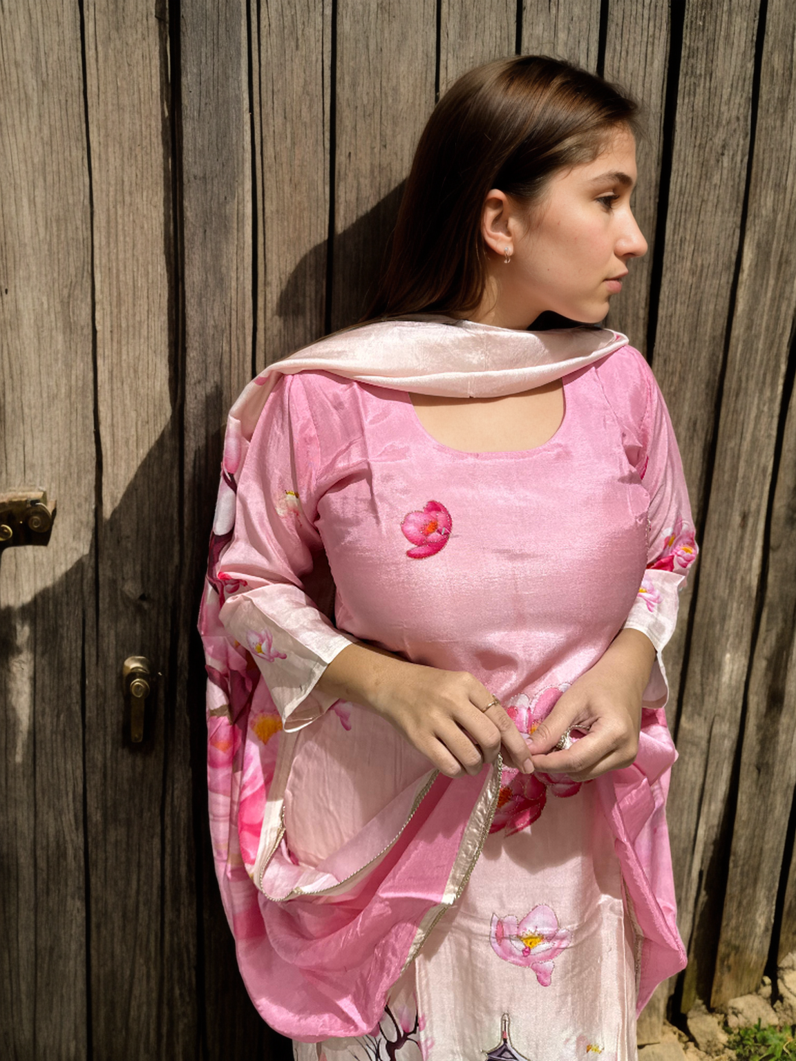 Temple Garden Cotton Silk Suit Set | Signature Collection