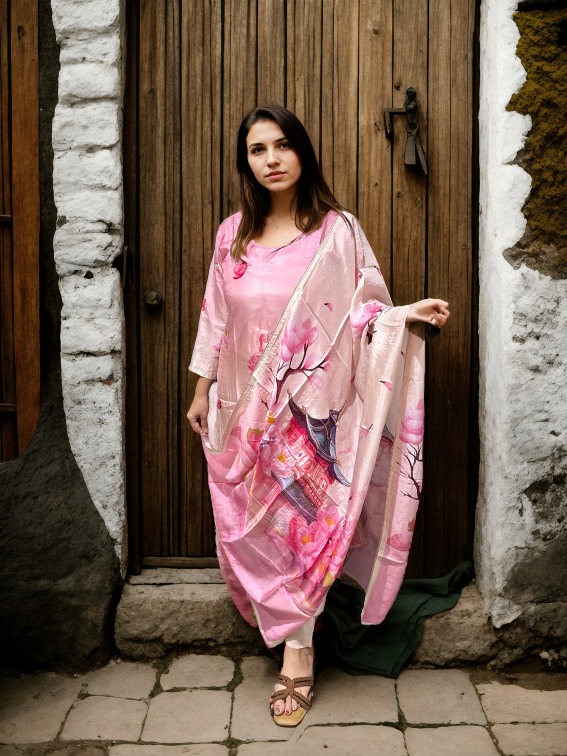 Temple Garden Cotton Silk Suit Set | Signature Collection