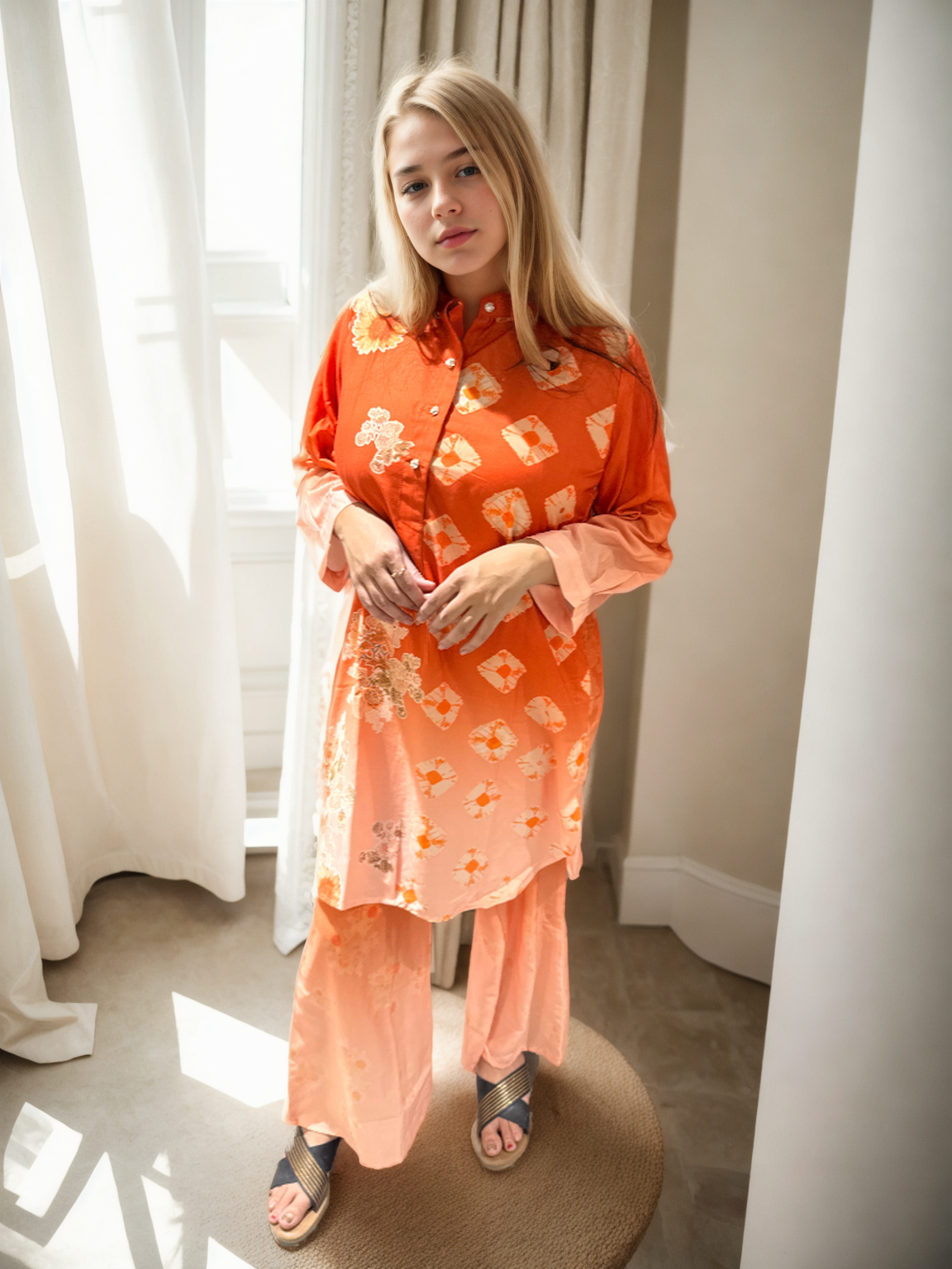 Sunset Bloom Cotton Co-ord Set (M to XXL)