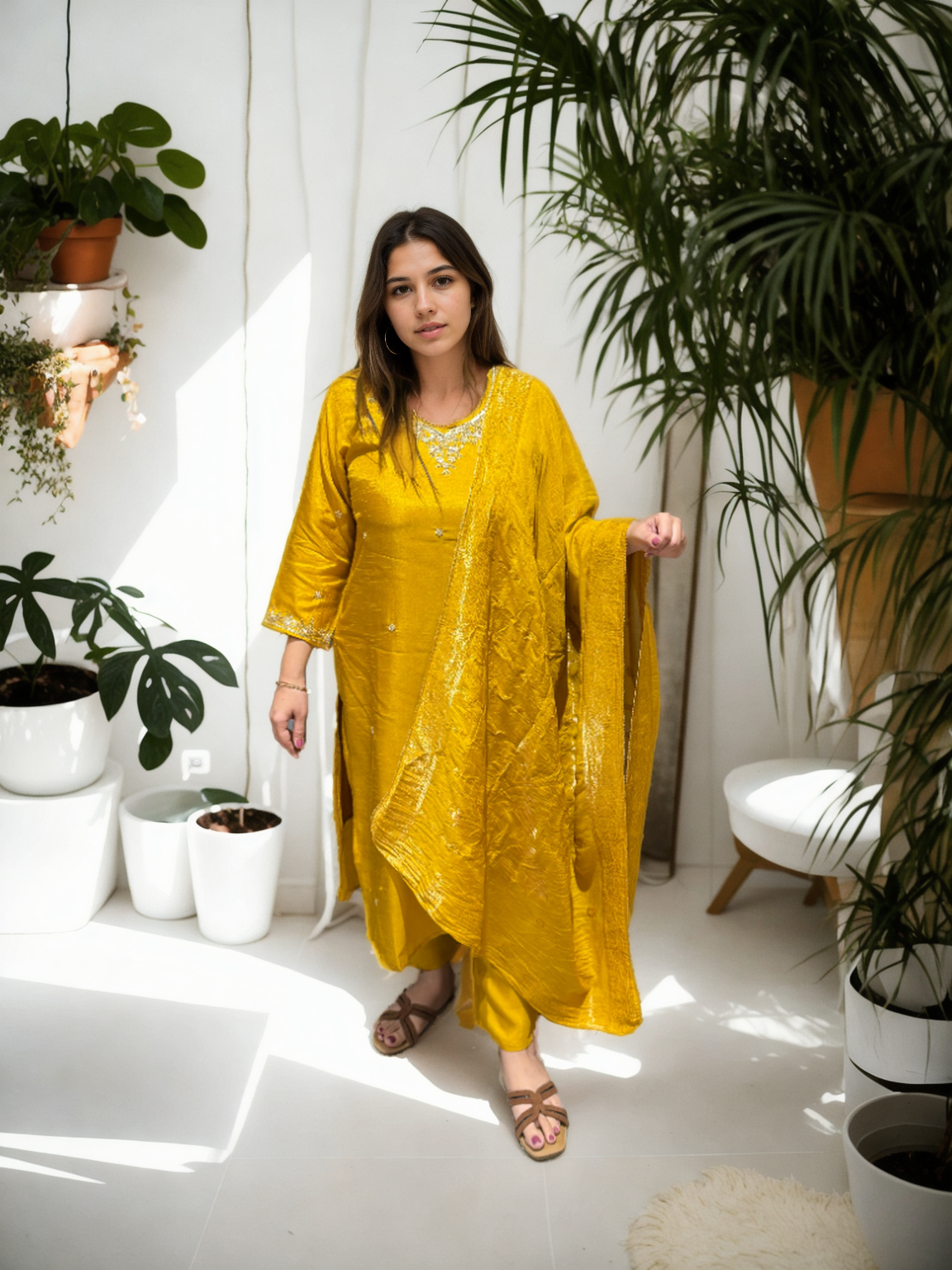 Signature Dola Silk Suit Set with Handwork & Muslin Jacquard Dupatta – 3 Premium Colours