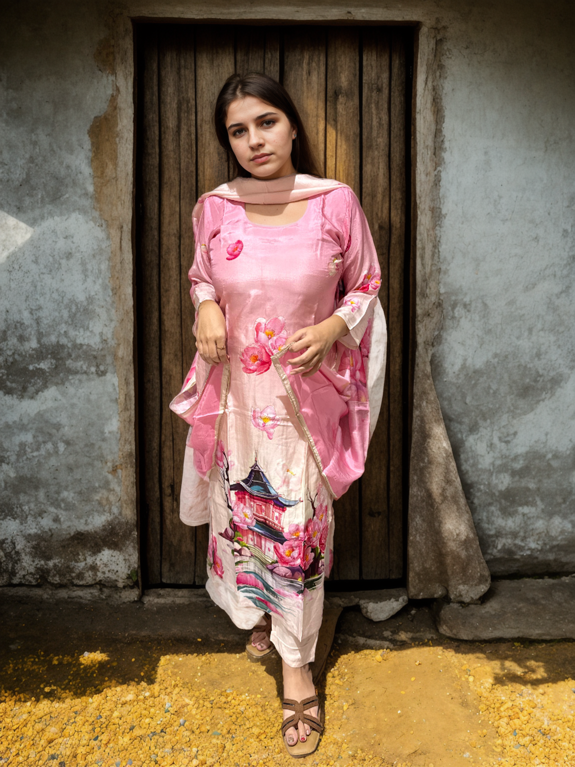 Temple Garden Cotton Silk Suit Set | Signature Collection