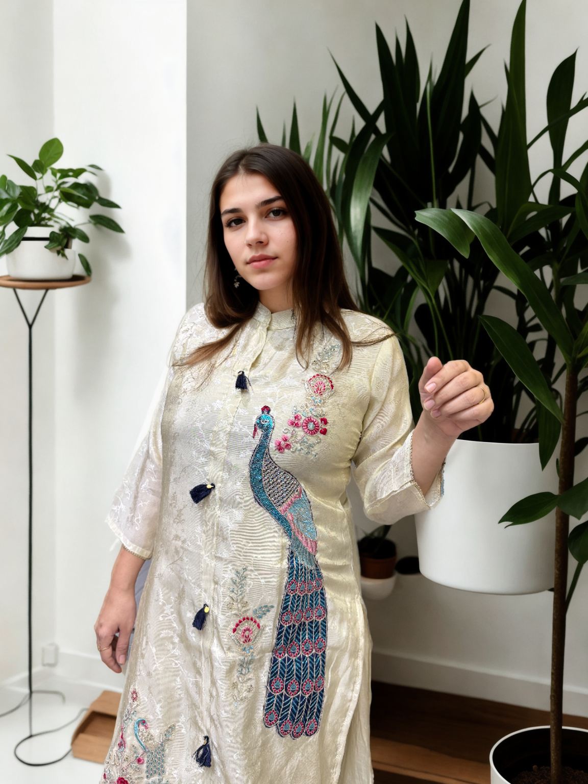 Zari Silk Peacock Embroidered Coord Set | Signature Collection