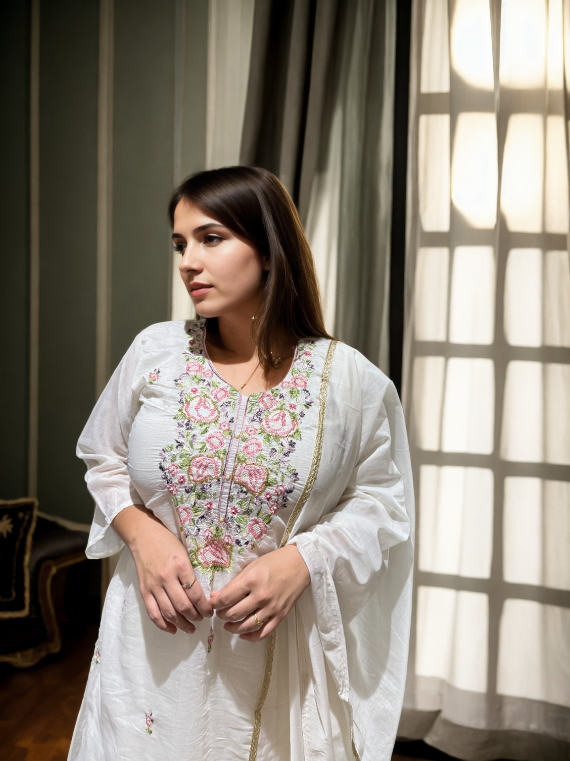 Bloom: Hand-Embroidered Mul Chanderi Suit Set