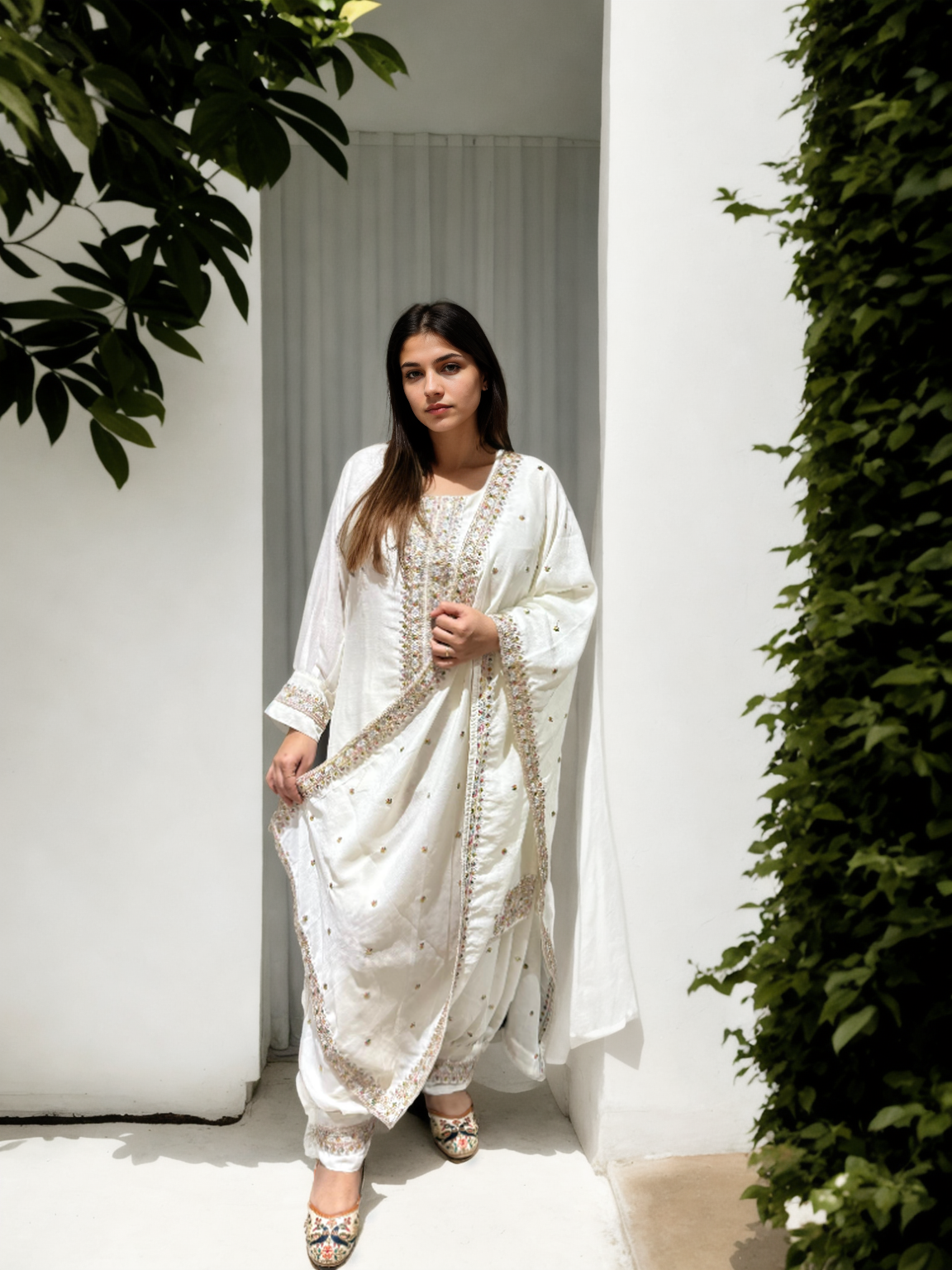 Royal Charm Patiala Suit – Red & White Edition