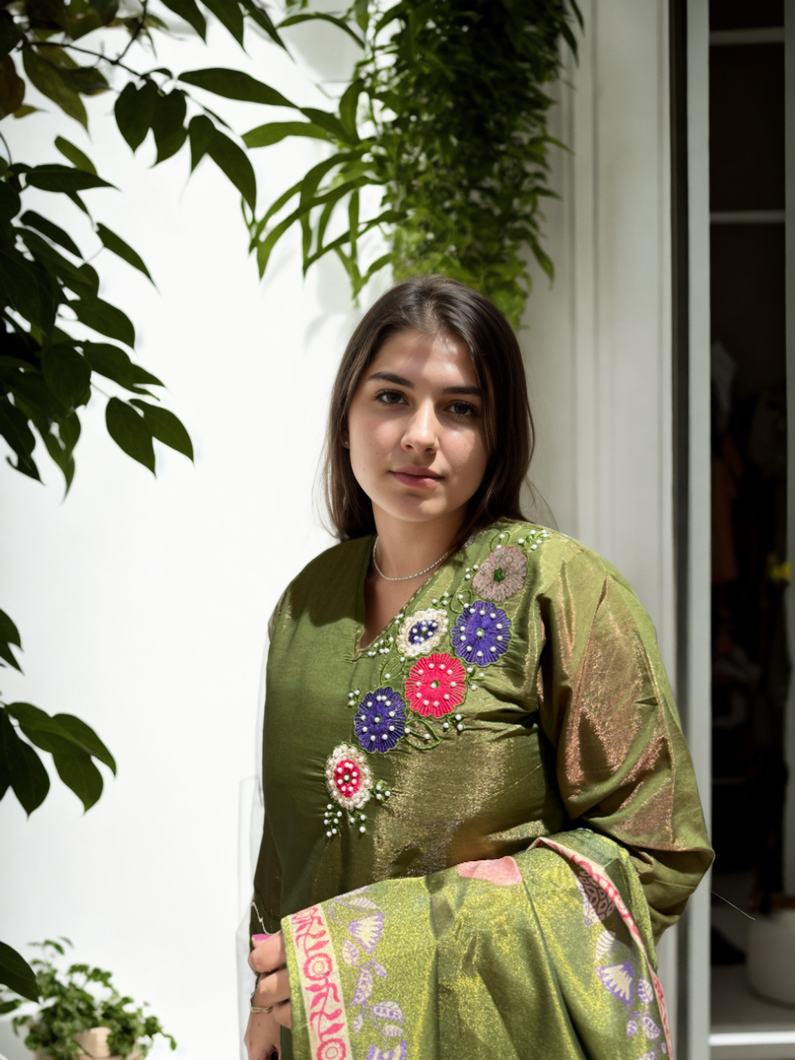 π Shimmer Silk Suit with Digital Dupatta, Embroidery & Pearl Handwork β 3 Colors π