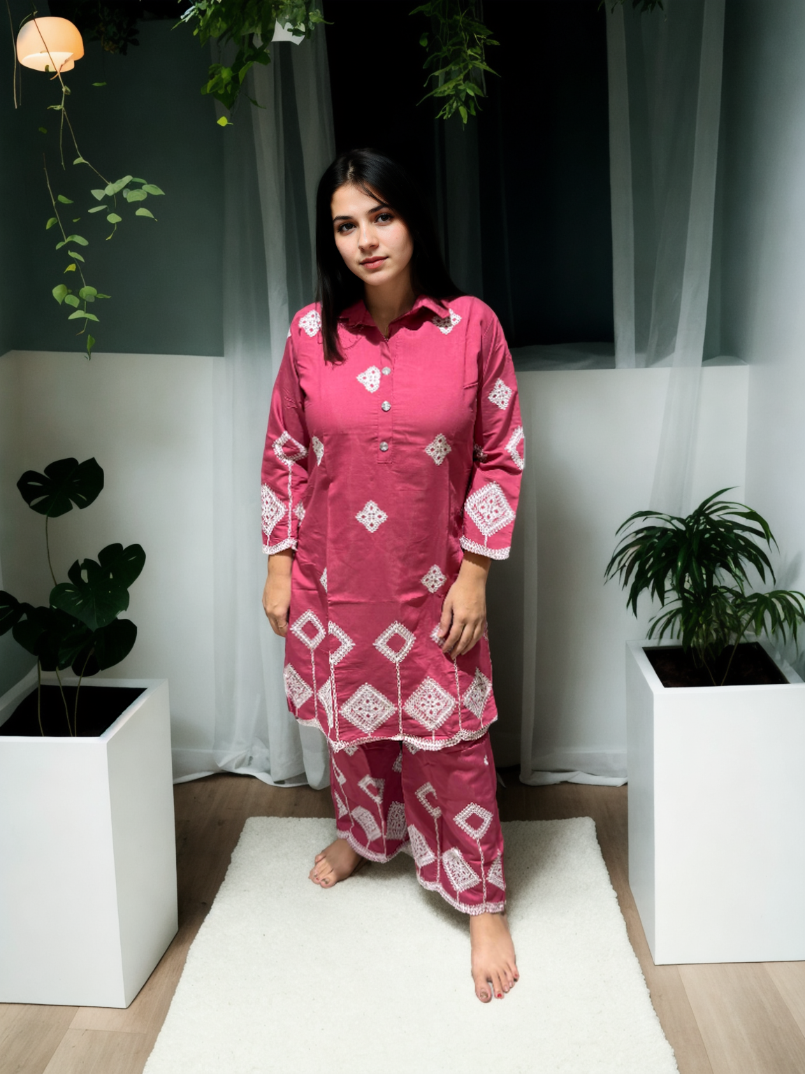 Ari Work Roman Silk Sharara Coord Set with Inner (L–XXL)