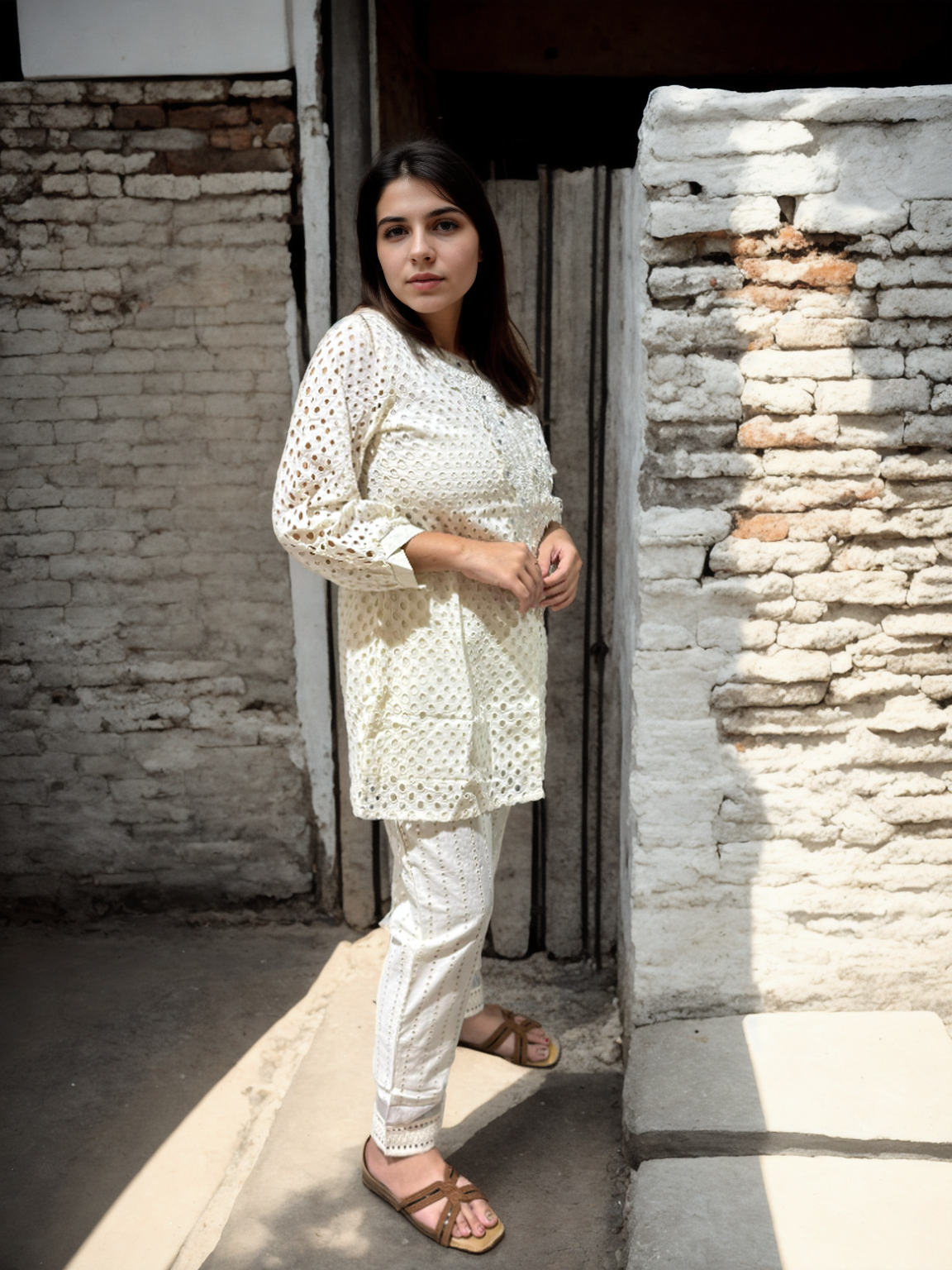 Safa White Cotton Coord Set with Embroidery & Pocket Pants |Signature Collection