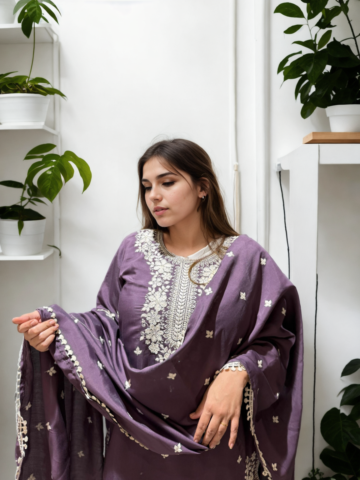 Patiala Suit Set with Hand-Embroidered Detailing & American Crepe Inner