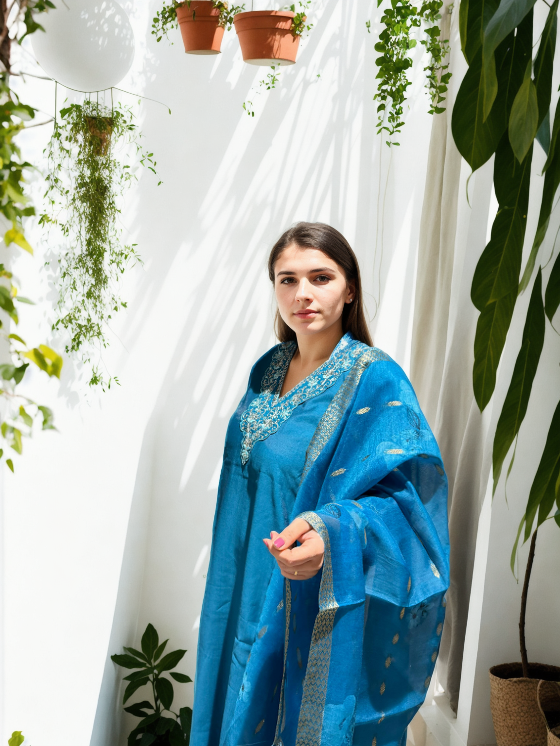 A-Line Suit Set with Chanderi Dupatta & Hand Embroidery