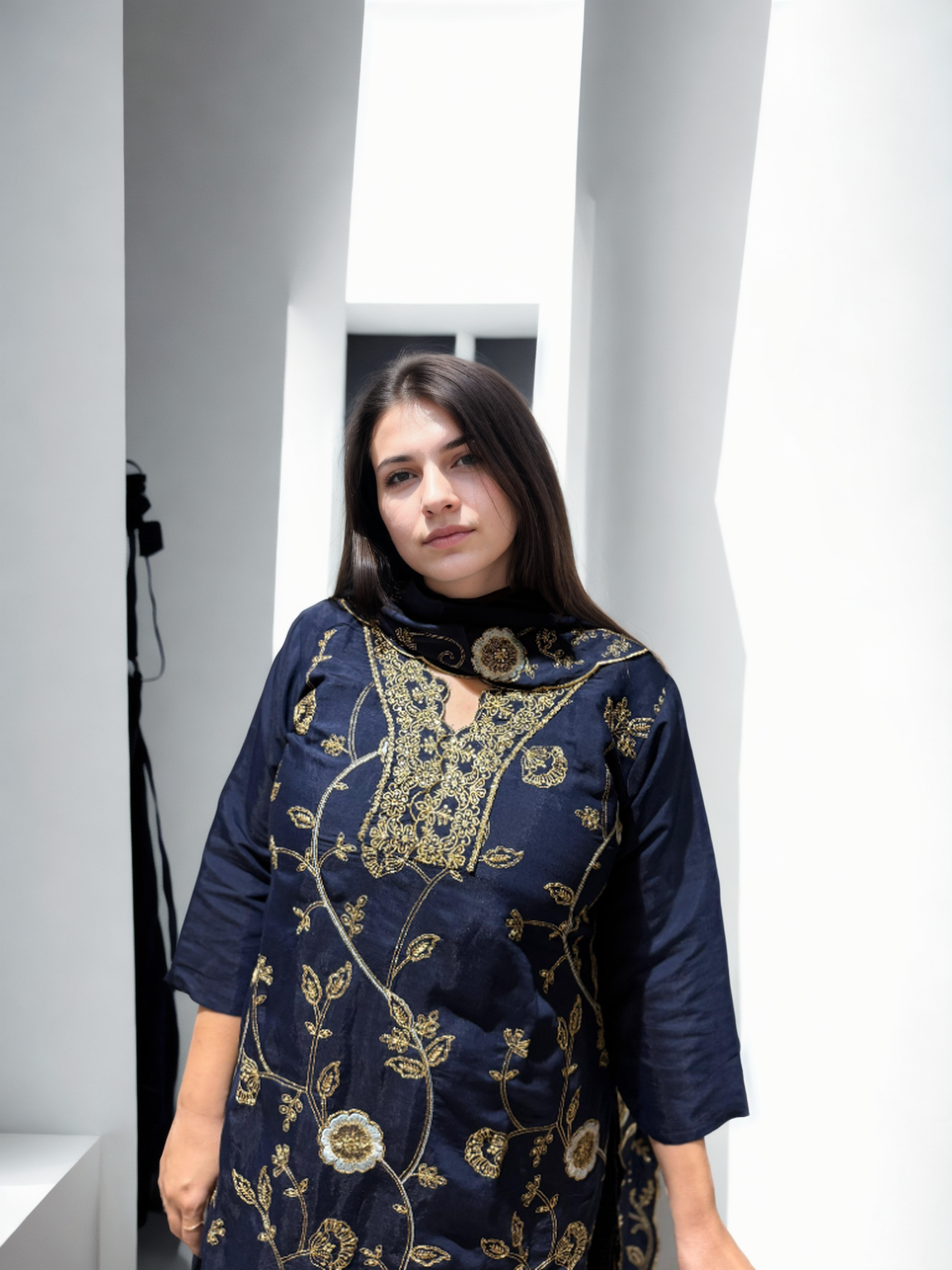 Regal Charm Straight Suit Set with Dupatta