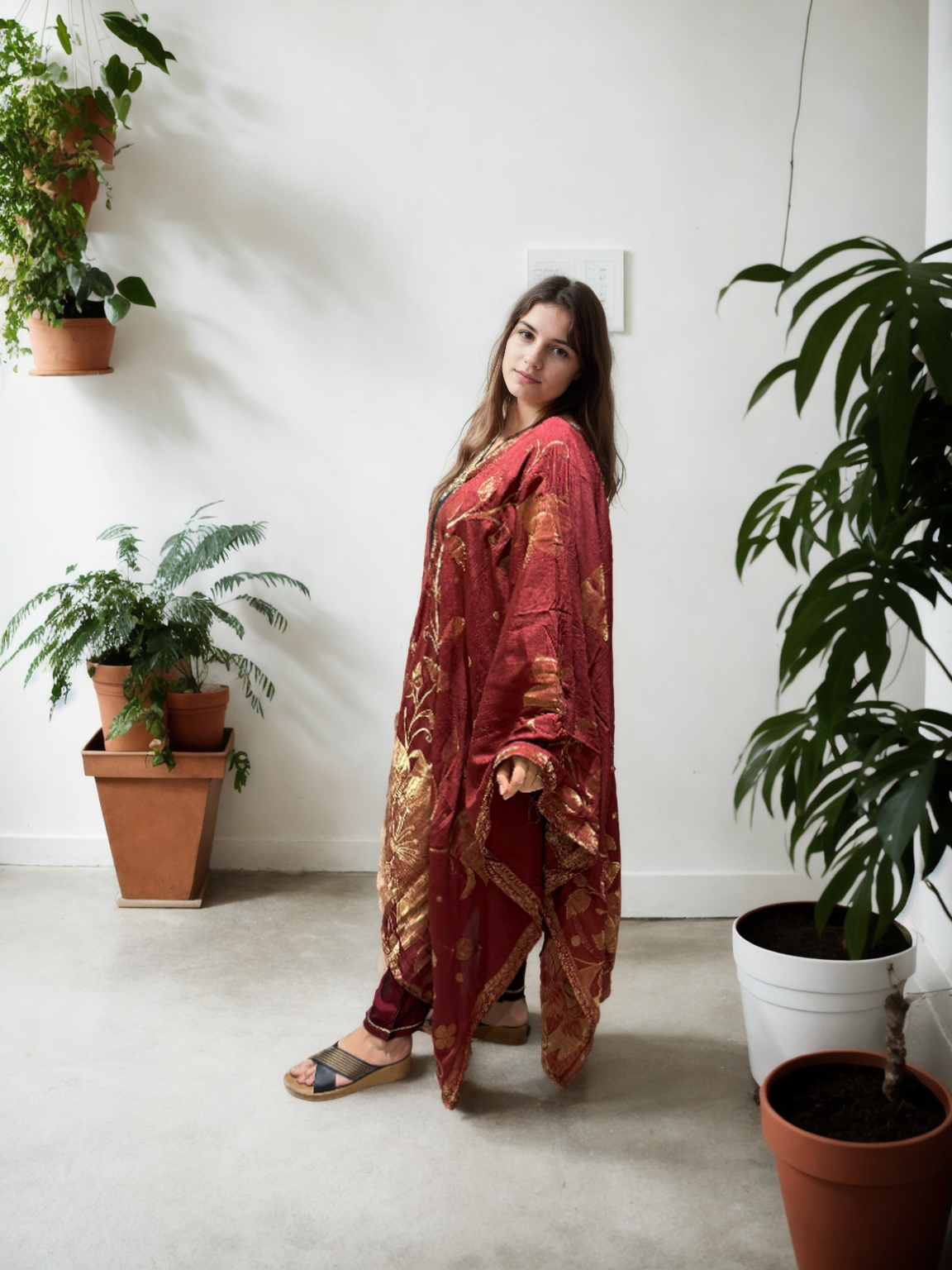 Rangila Silk Suit Set with Handwork & Muslin Dupatta (Latkan Detail) – M to XXL