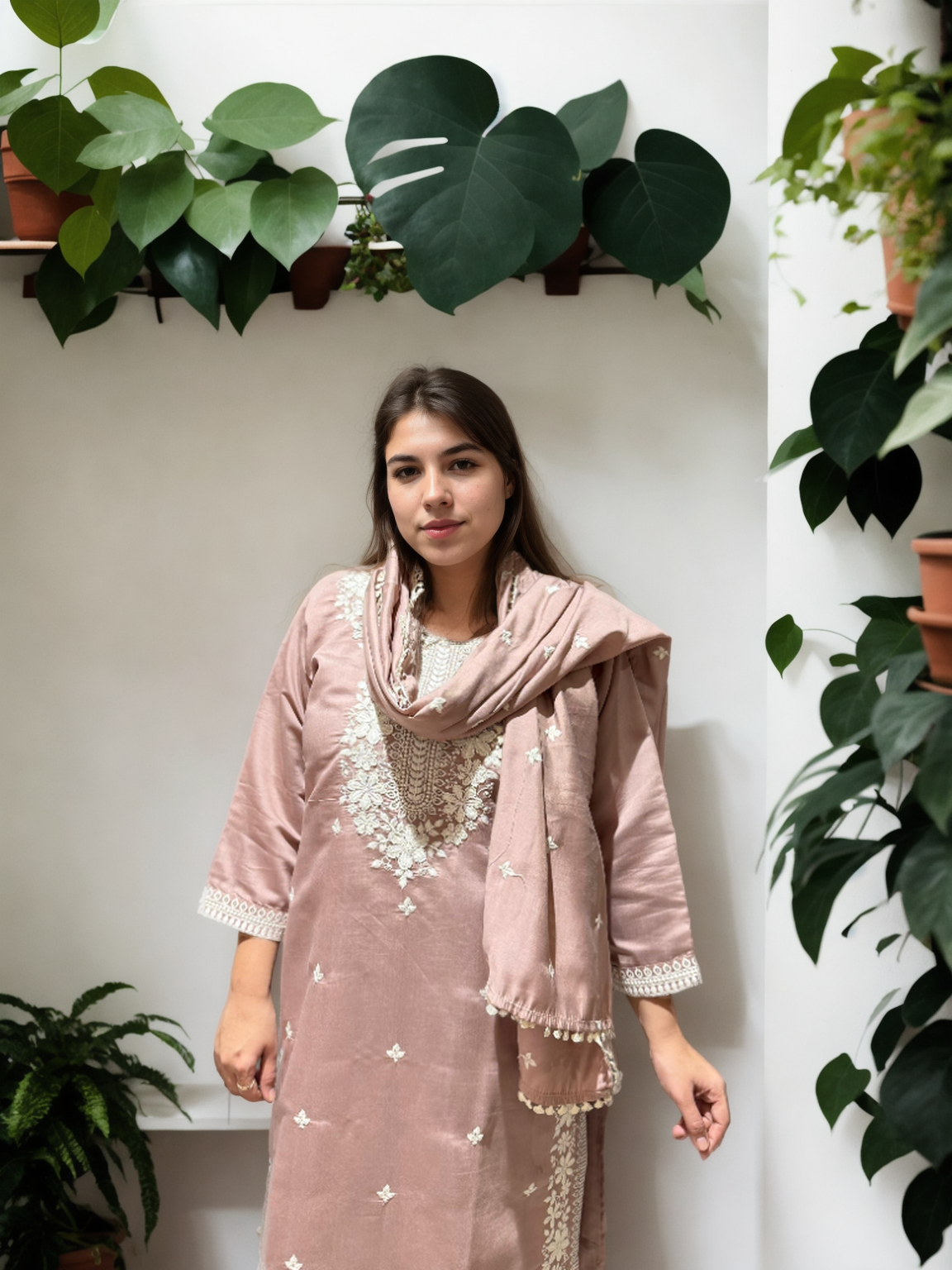 Patiala Suit Set with Hand-Embroidered Detailing & American Crepe Inner