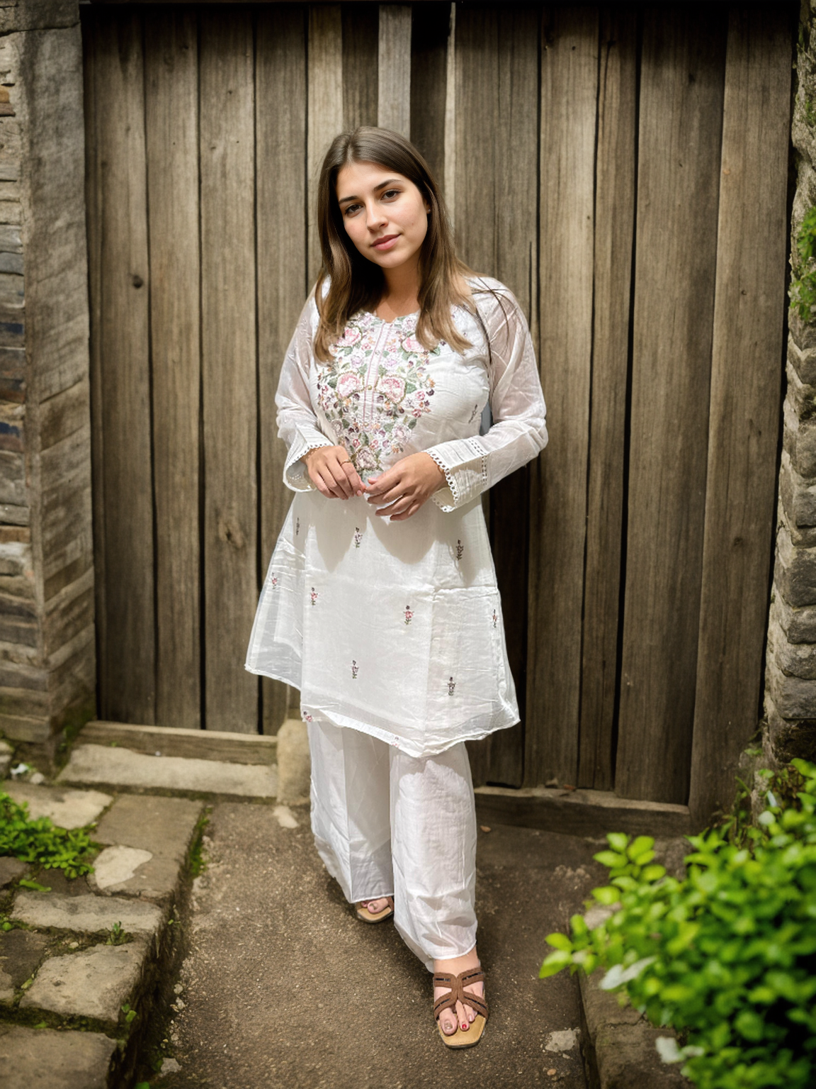 White Gardenia Coord Set (Mul Chanderi) |Signature Collectio