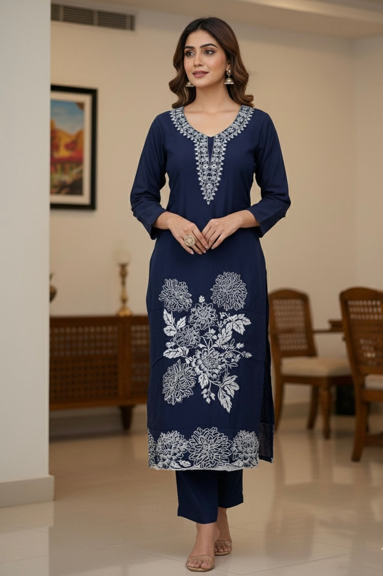 Black American Silk Embroidered Suit with Organza Dupatta & Tassel Detailing