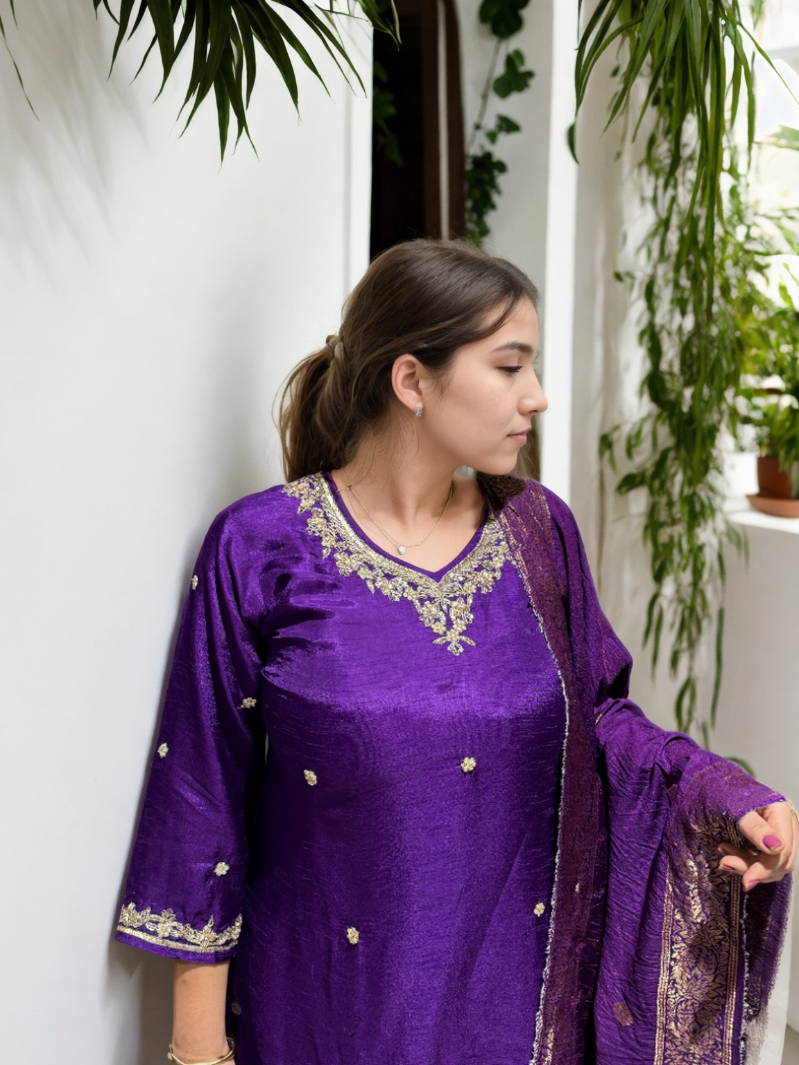 Signature Dola Silk Suit Set with Handwork & Muslin Jacquard Dupatta – 3 Premium Colours