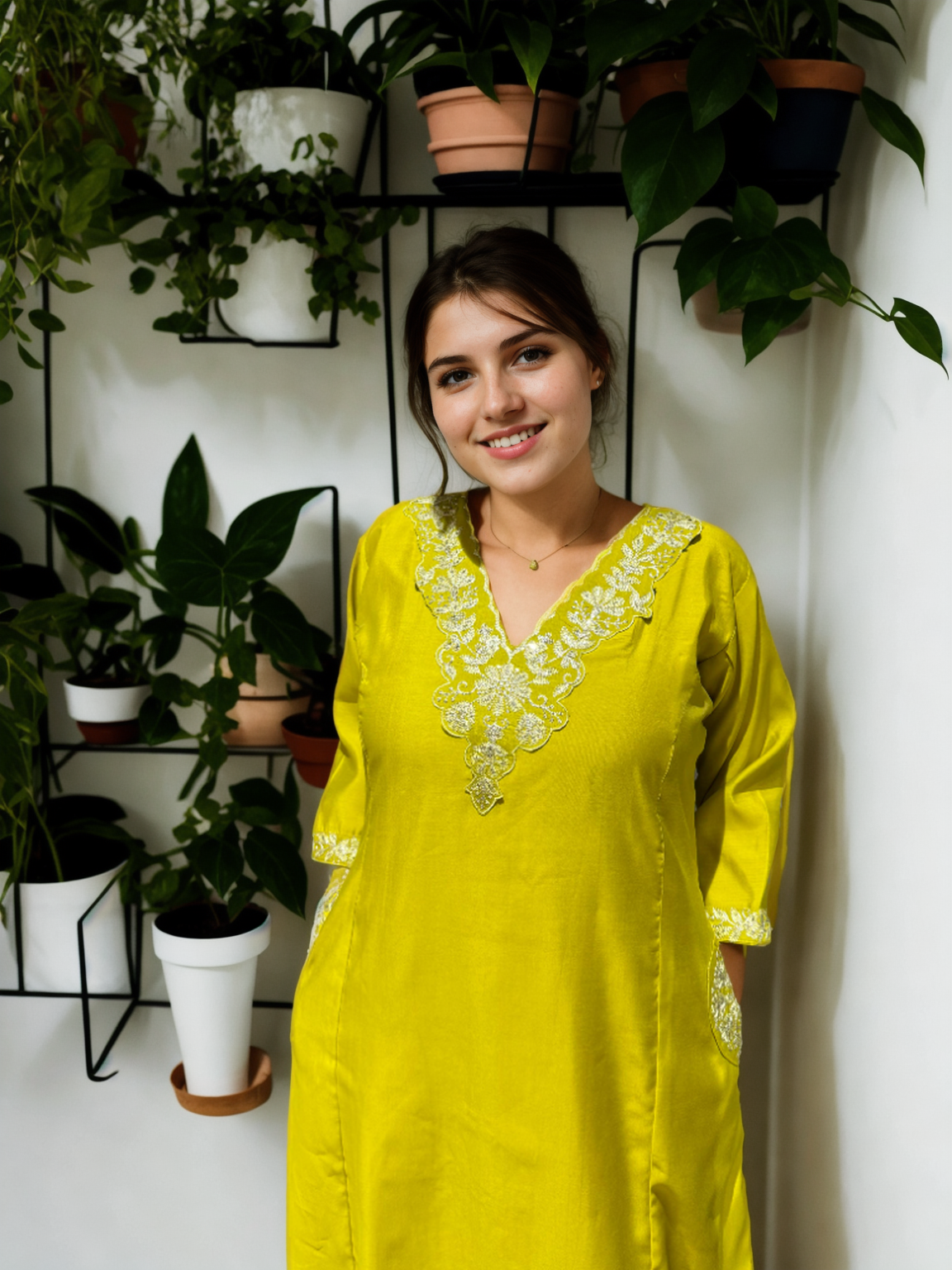 A-Line Suit Set with Chanderi Dupatta & Hand Embroidery