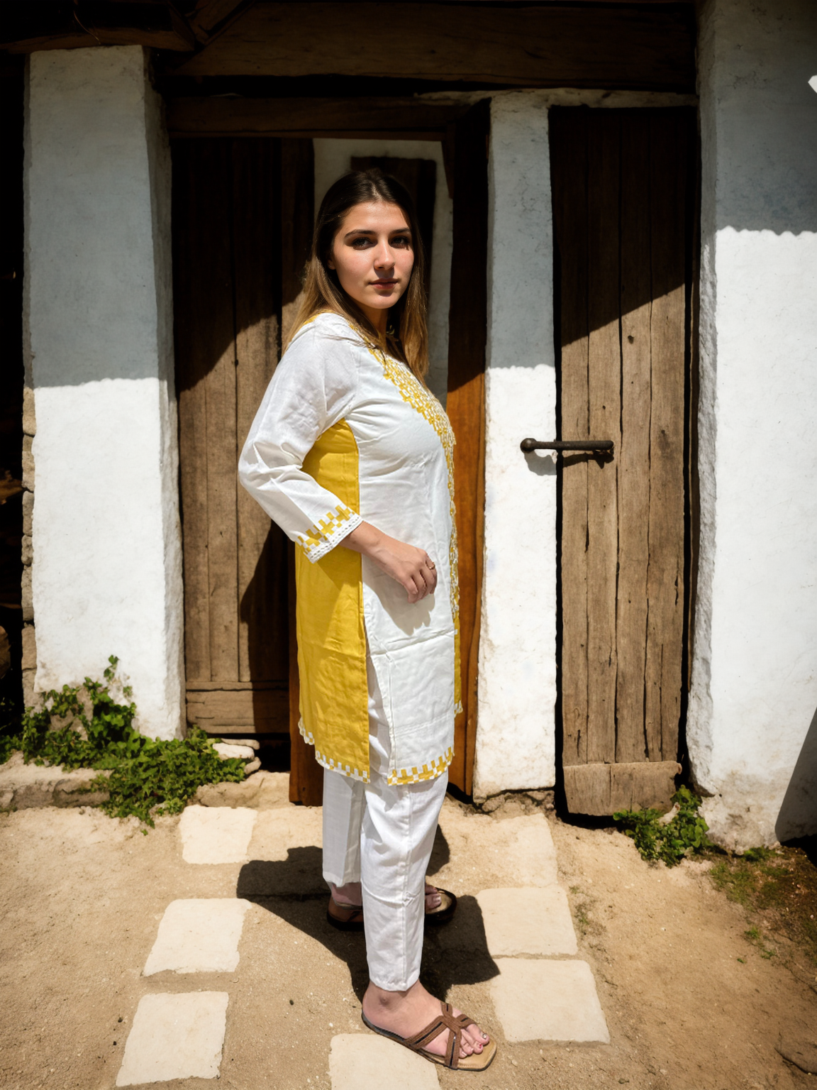 Dual-Tone Cotton Silk Kurta Set (Yellow & Lavender) – Signature Collection