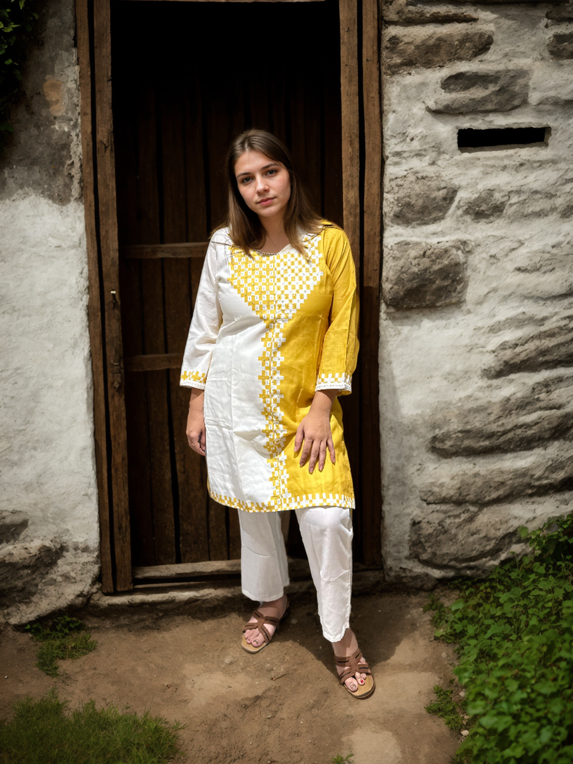 Dual-Tone Cotton Silk Kurta Set (Yellow & Lavender) – Signature Collection