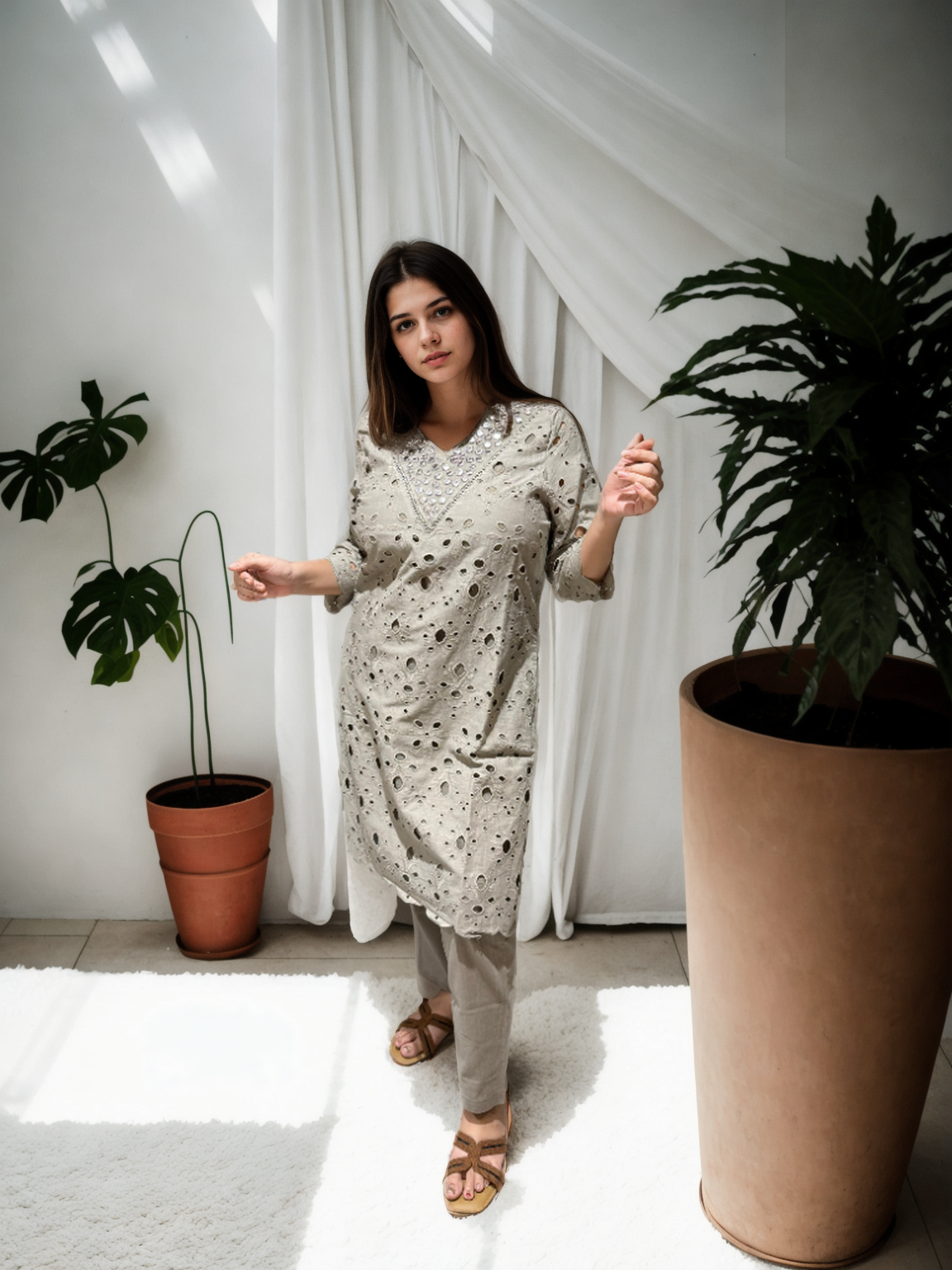 ✨ Signature Schiffli Pure Cotton Coord Set – 2 Color Options