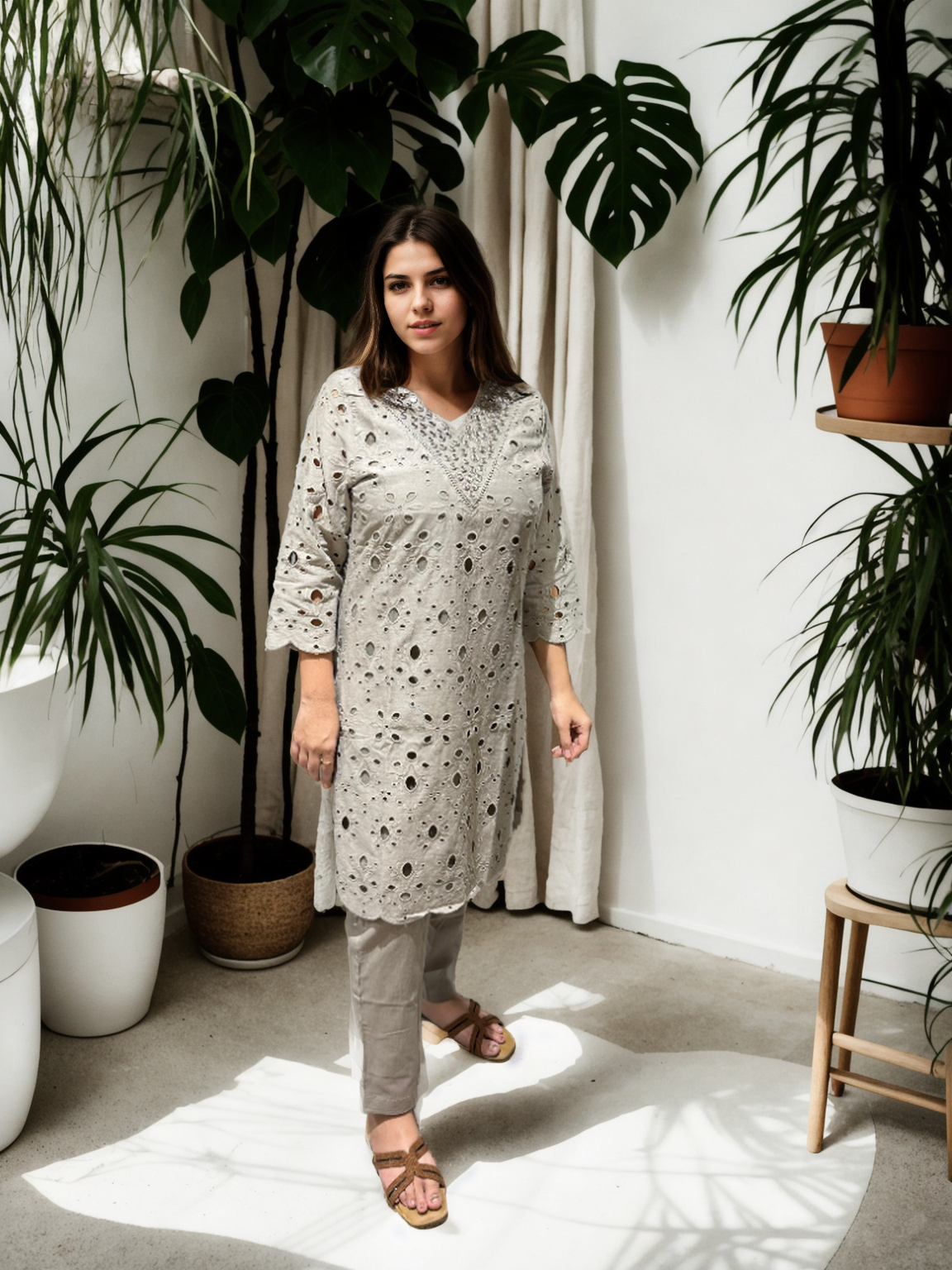 ✨ Signature Schiffli Pure Cotton Coord Set – 2 Color Options