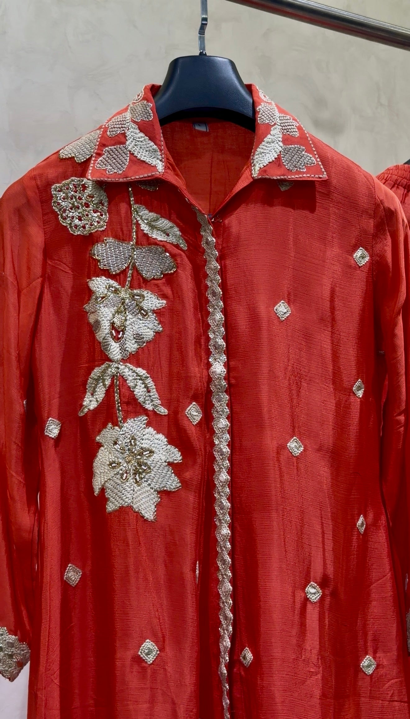 The Royal Rust: Pure Chinon Co-ord with Heavy Handwork
