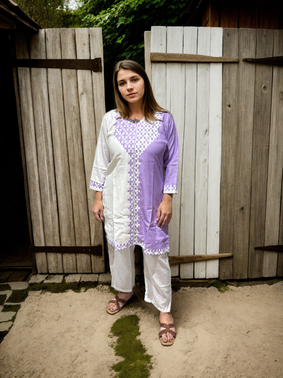 Dual-Tone Cotton Silk Kurta Set (Yellow & Lavender) – Signature Collection
