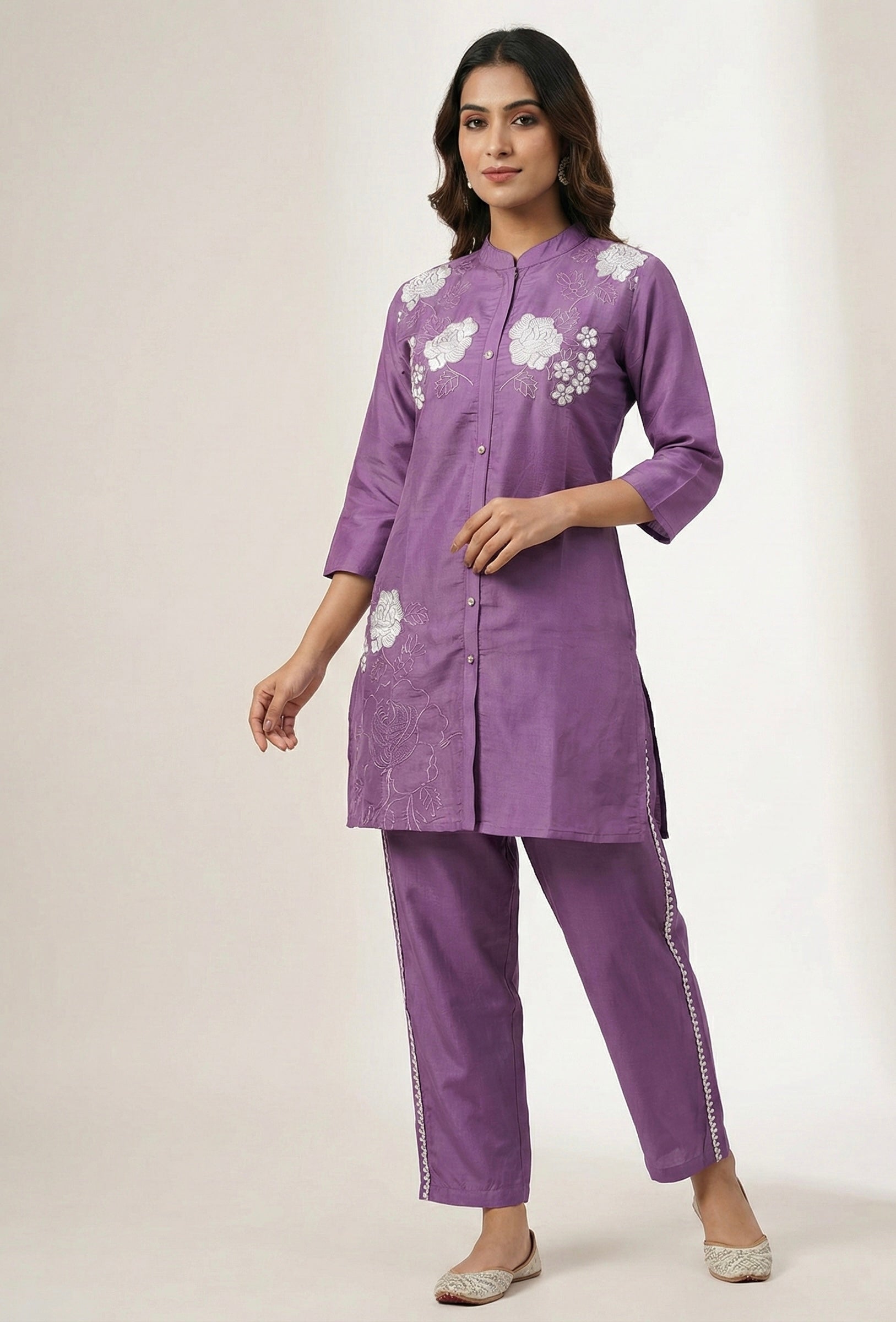 Golden & Emerald Bloom Embroidered Coord Sets