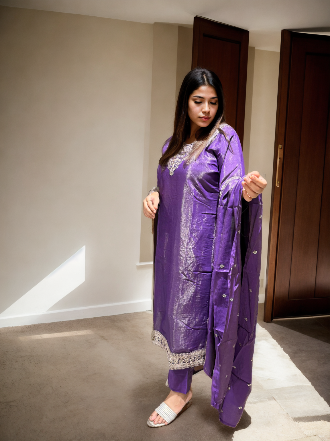 Noor-E-Shimmer Embroidered Suit Set – Roman Shine Edition