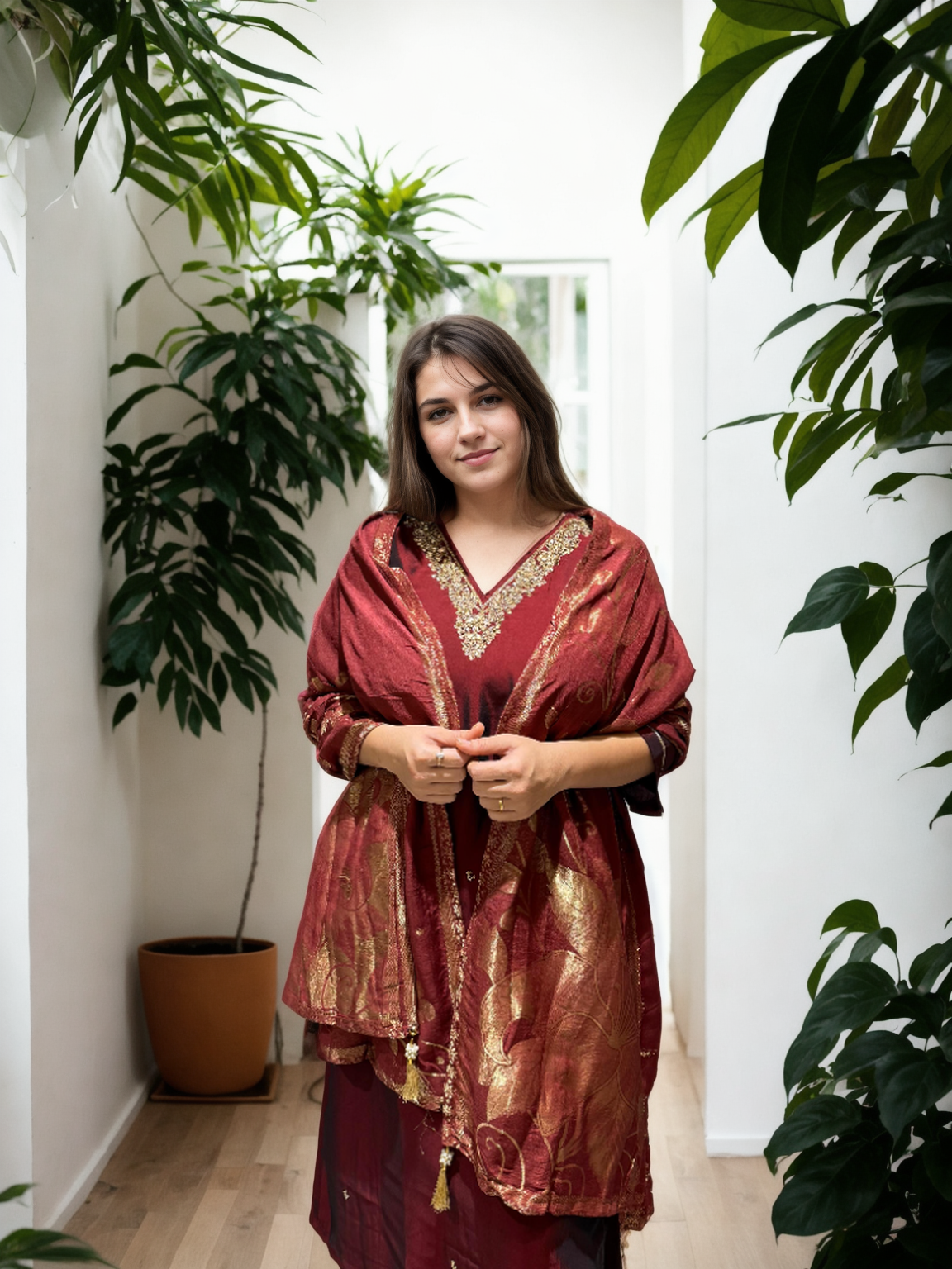 Rangila Silk Suit Set with Handwork & Muslin Dupatta (Latkan Detail) – M to XXL