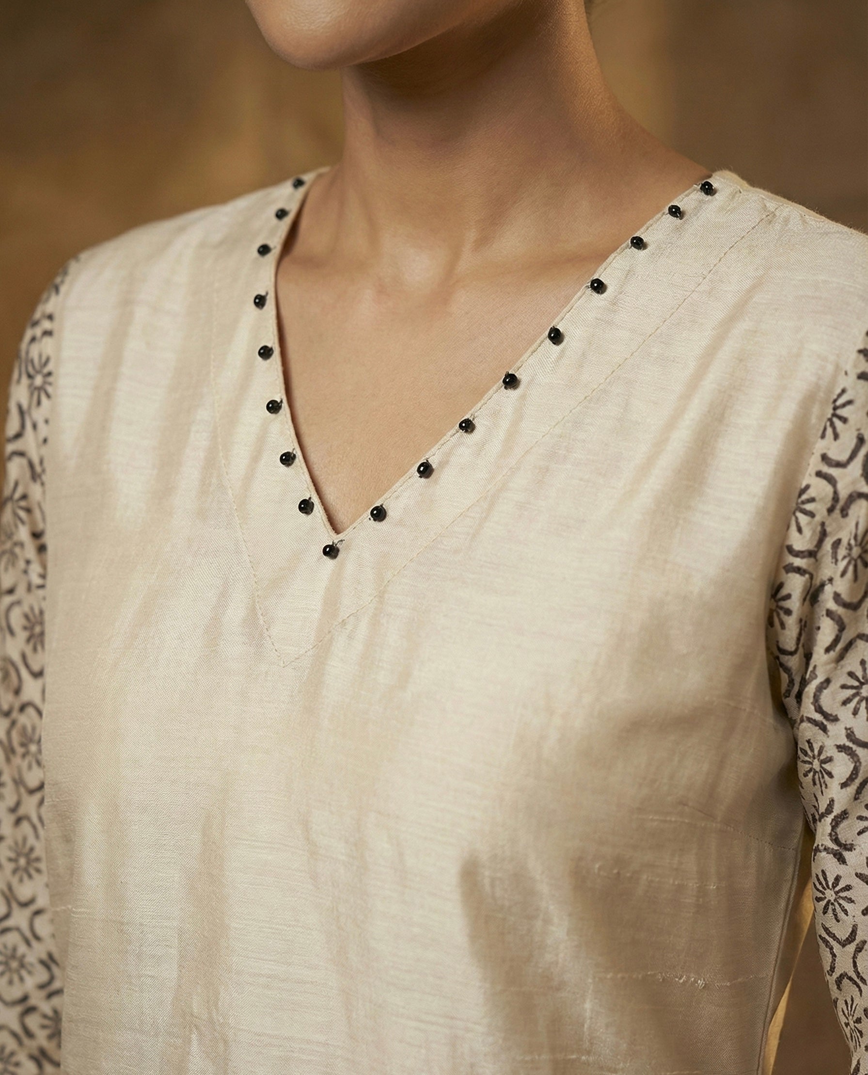 The 'Gajraj' Signature Set: Premium Russian Silk Suit with Handcrafted Neckline & Contemporary Elephant Print