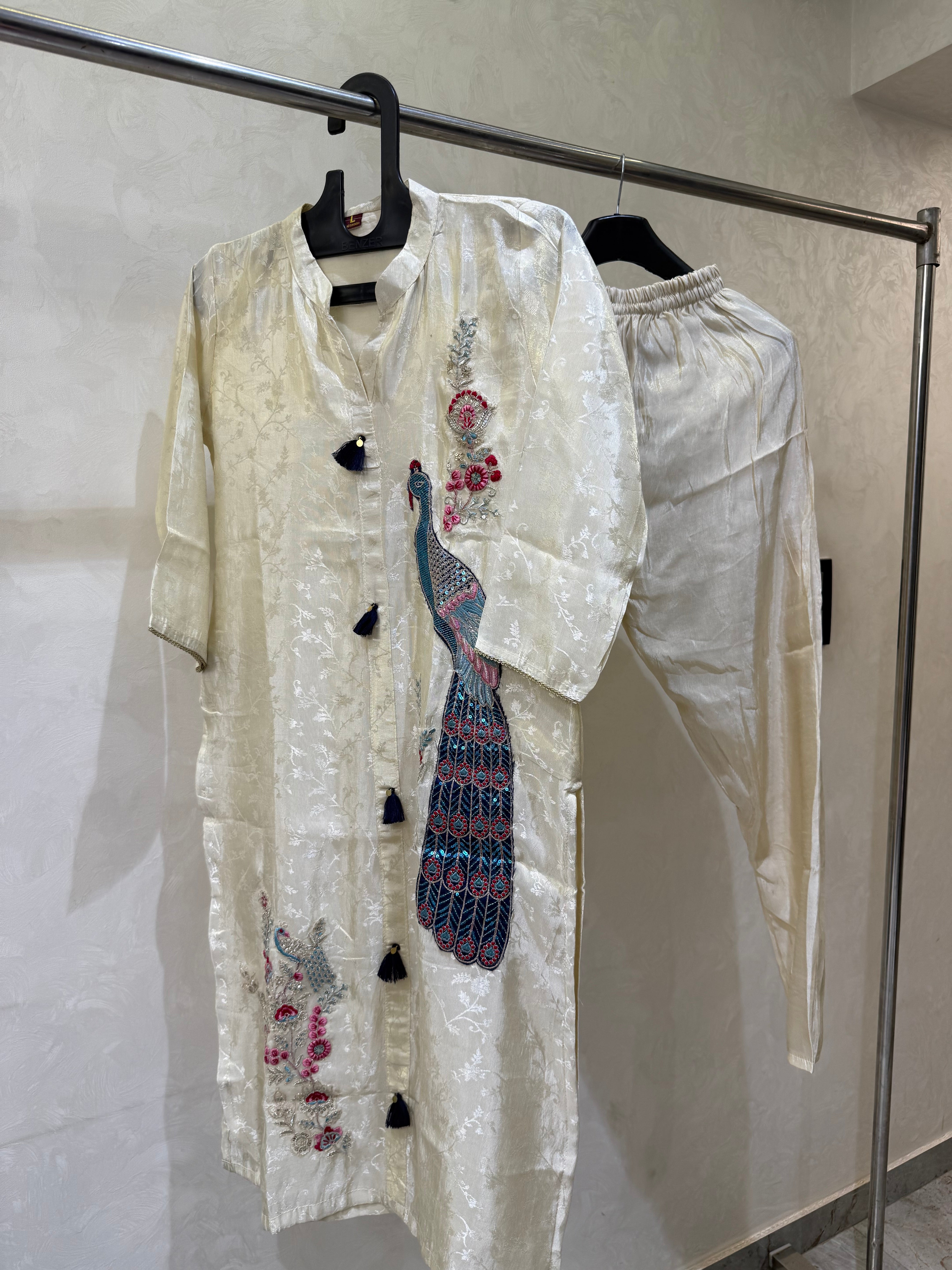 Zari Silk Peacock Embroidered Coord Set  | Signature Collection