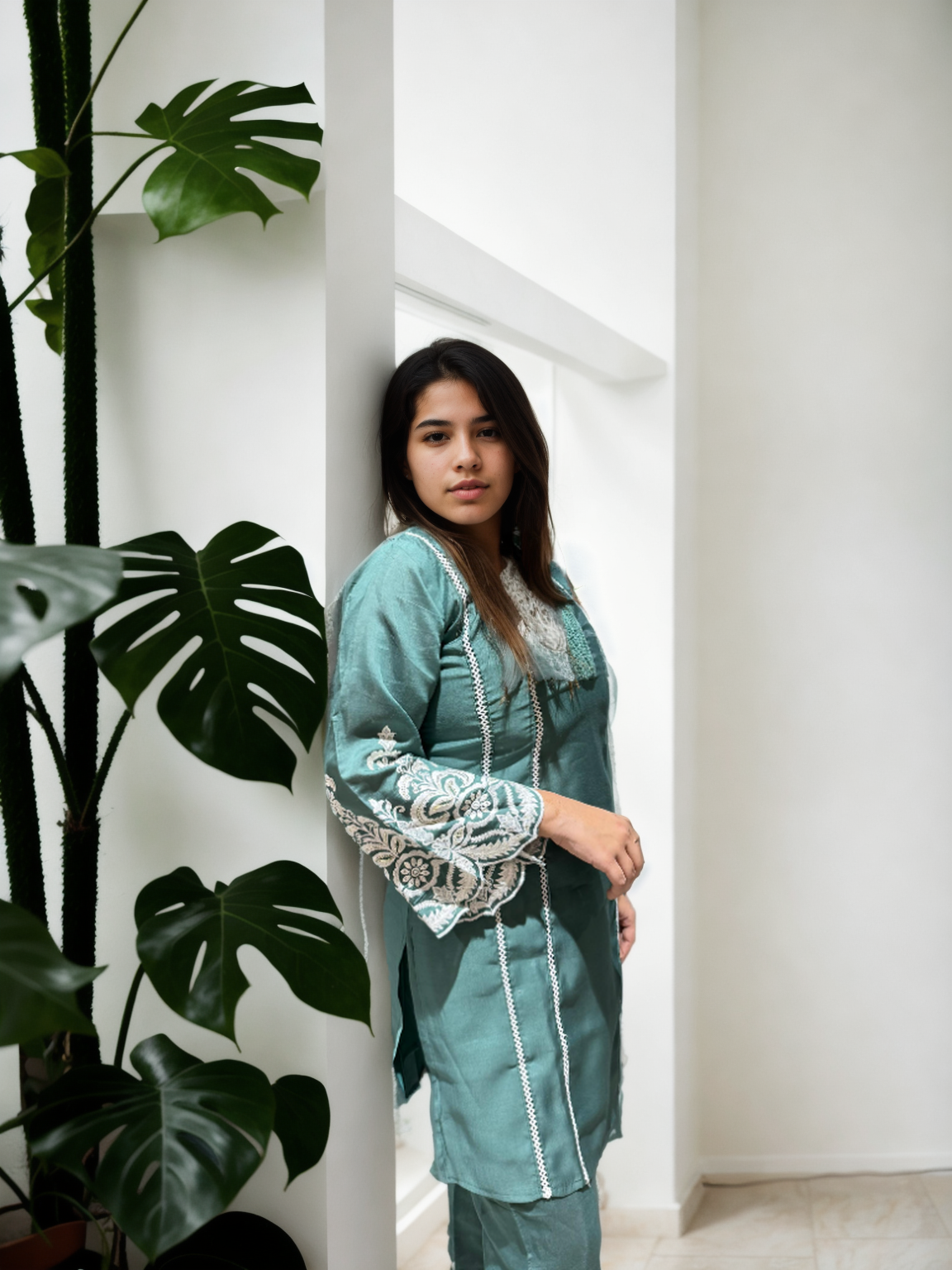 Pakistani-Style Roman Silk Coord Set with Intricate Embroidery