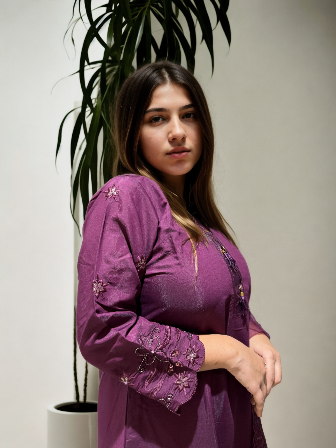 Radiant Roman Silk Handwork Suit with Organza Dupatta (M-XXL)