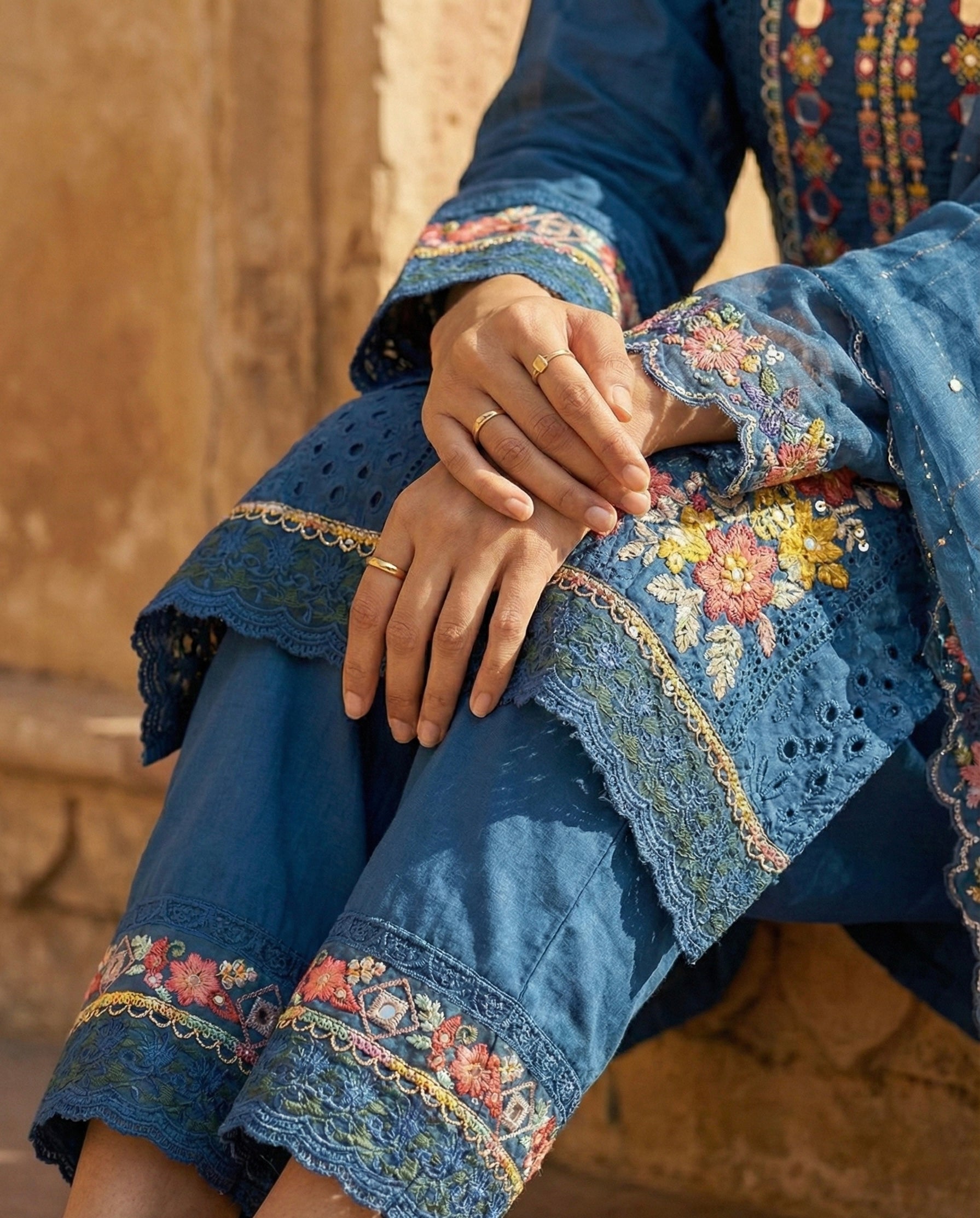 The Royal Indigo Edit: Signature Handwork & Organza Ensemble