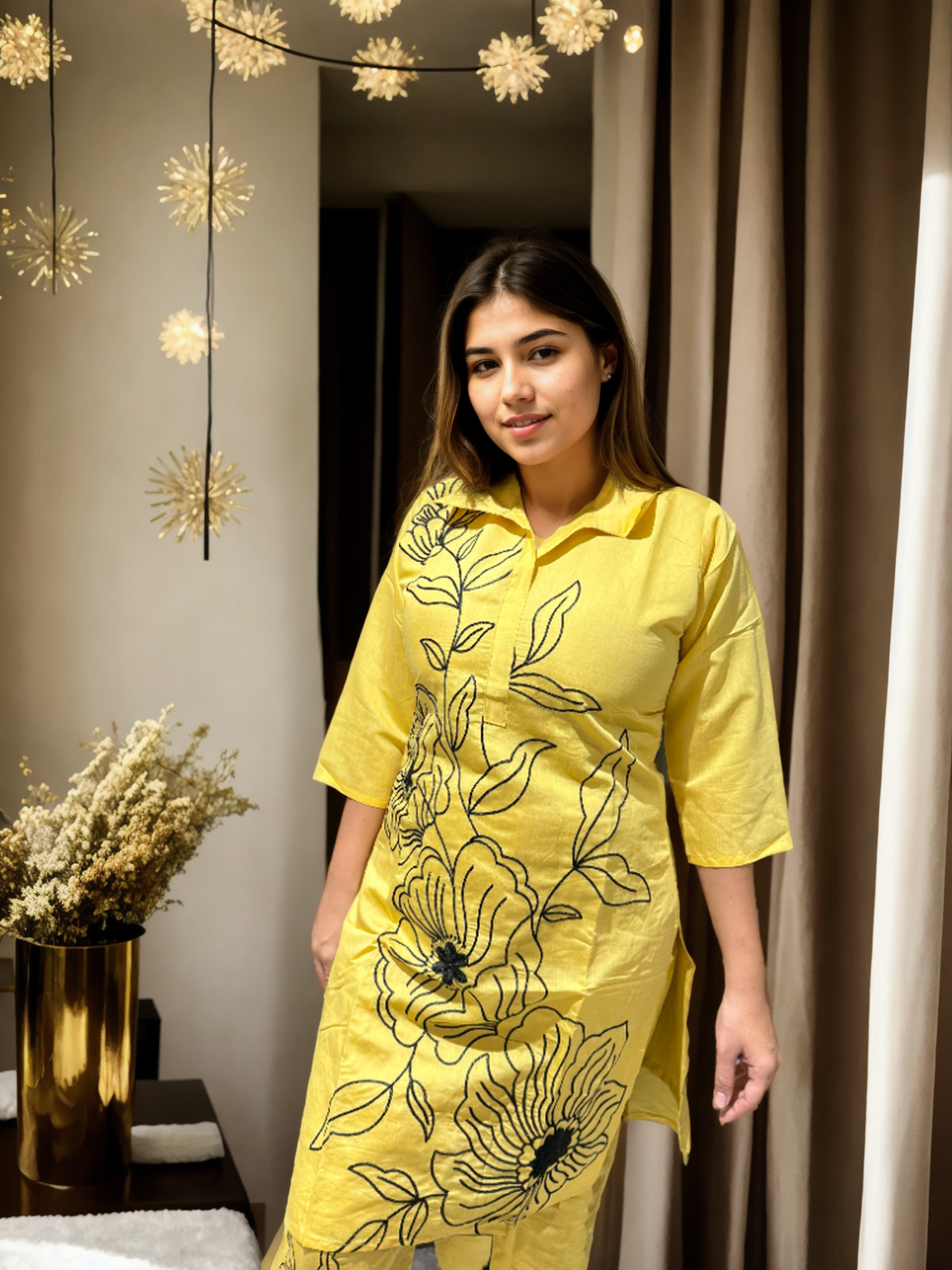 Sunbloom & Ivory Garden Floral Coord Sets – Roman Silk | M to XXL