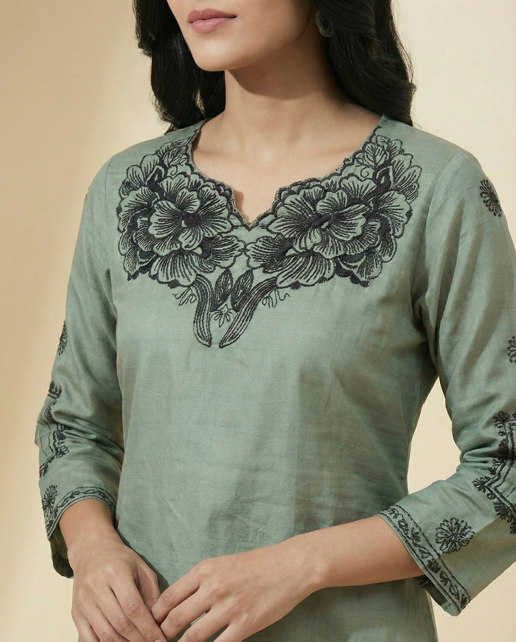 Elegant Floral Embroidered Coord Set