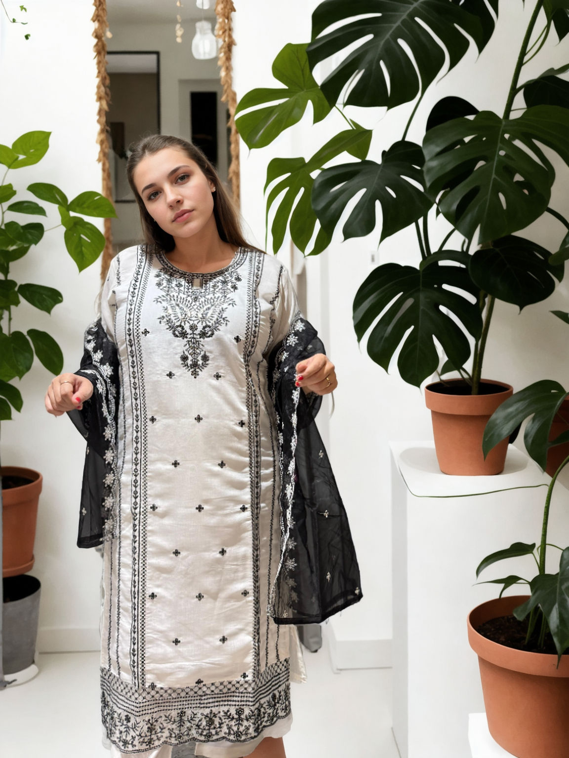 Kohinoor Black & White Suit 💎