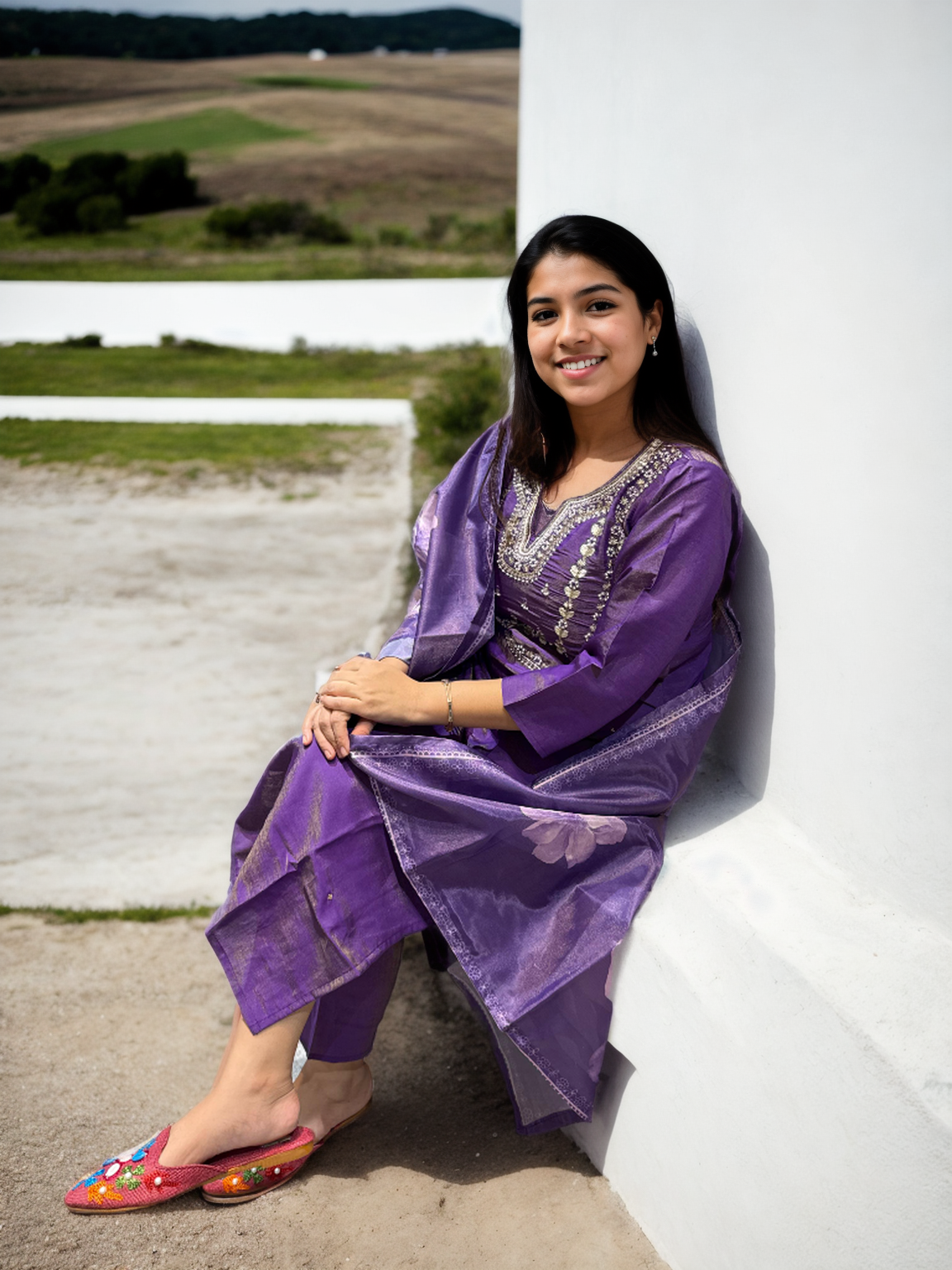 Shimmer Grace Embroidered Suit Set (M–XXL)