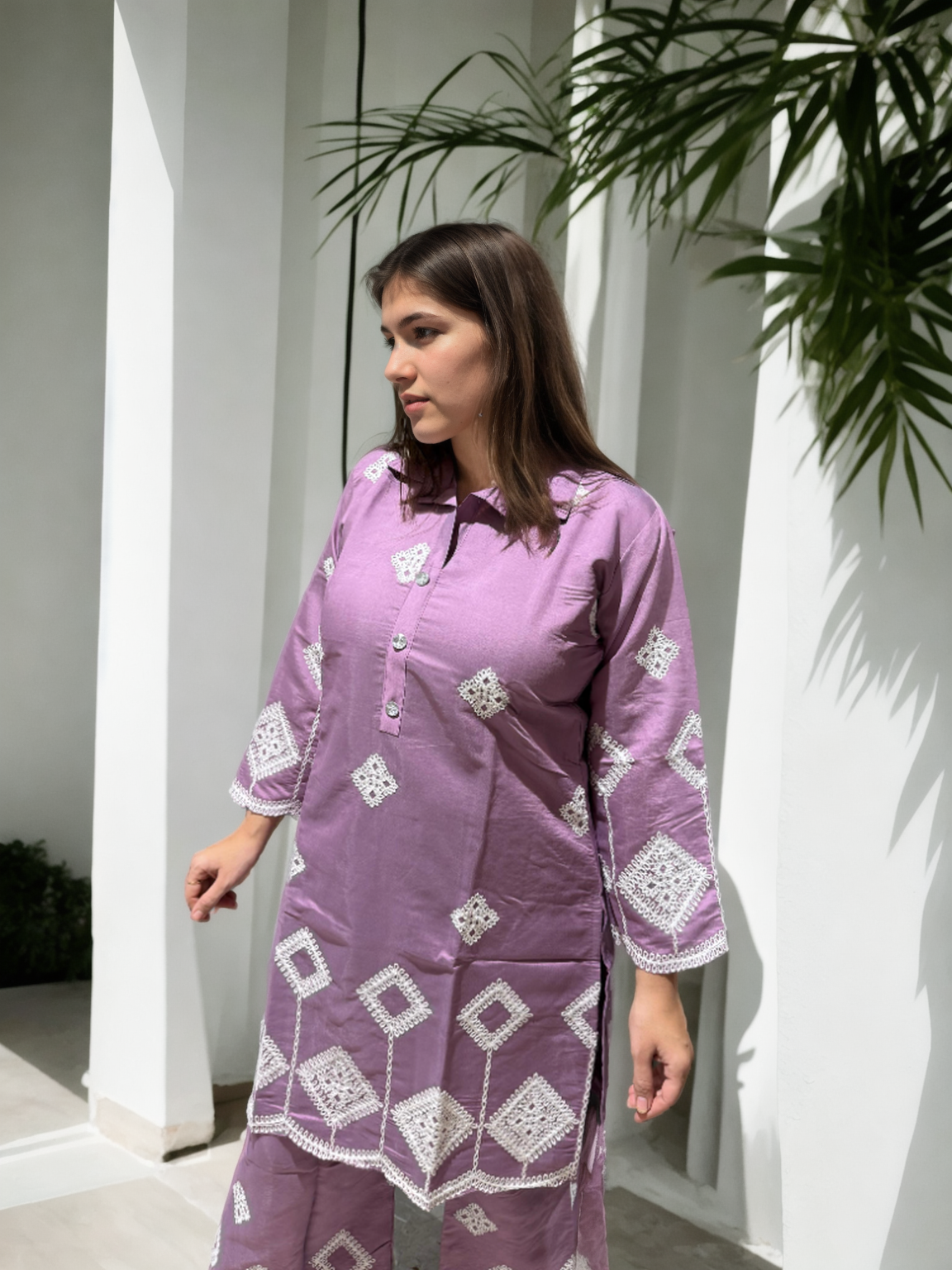 Ari Work Roman Silk Sharara Coord Set with Inner (L–XXL)