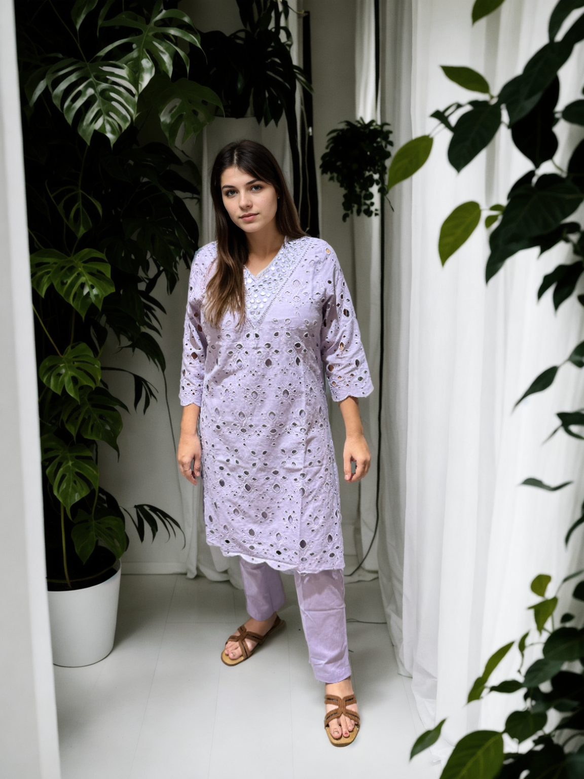 ✨ Signature Schiffli Pure Cotton Coord Set – 2 Color Options