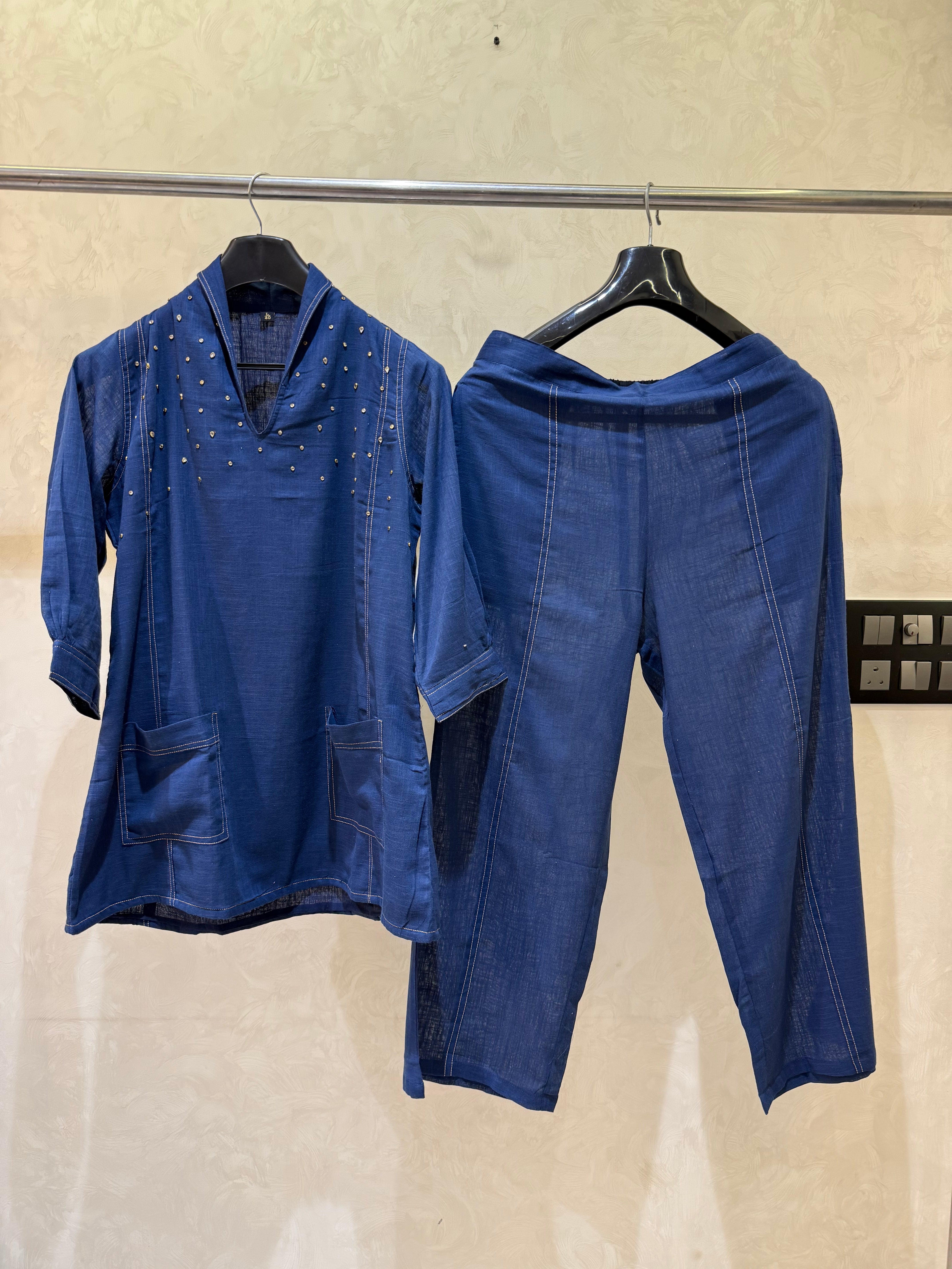 The Denim Illusion: Handcrafted Khadi Co-ord Set