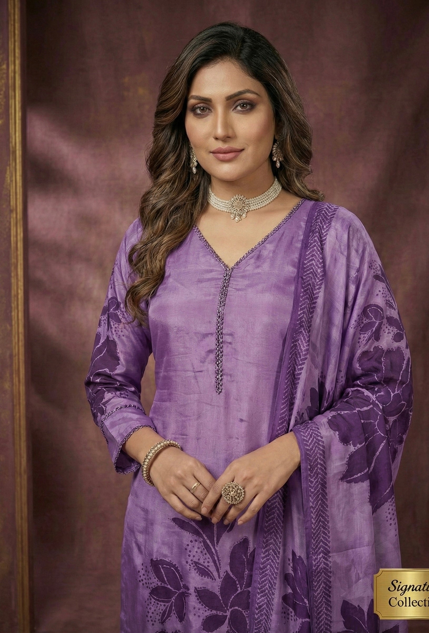 The Lavender Luxe: Handcrafted Malai Satin Signature Set