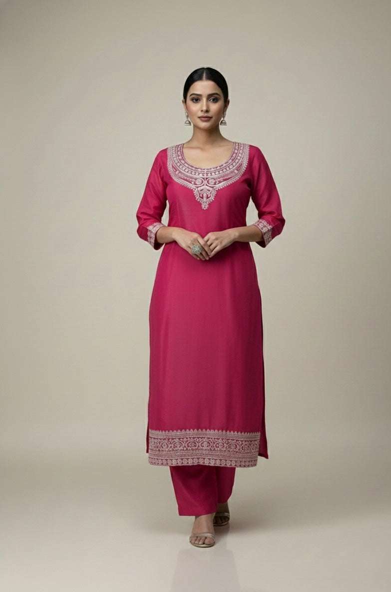 Noor-E-Shimmer Embroidered Suit Set – Roman Shine Edition