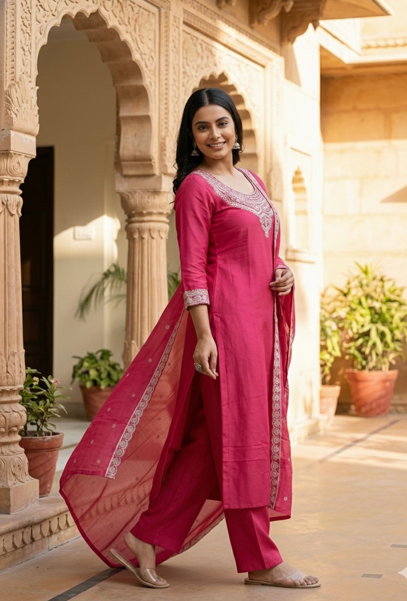 Noor-E-Shimmer Embroidered Suit Set – Roman Shine Edition