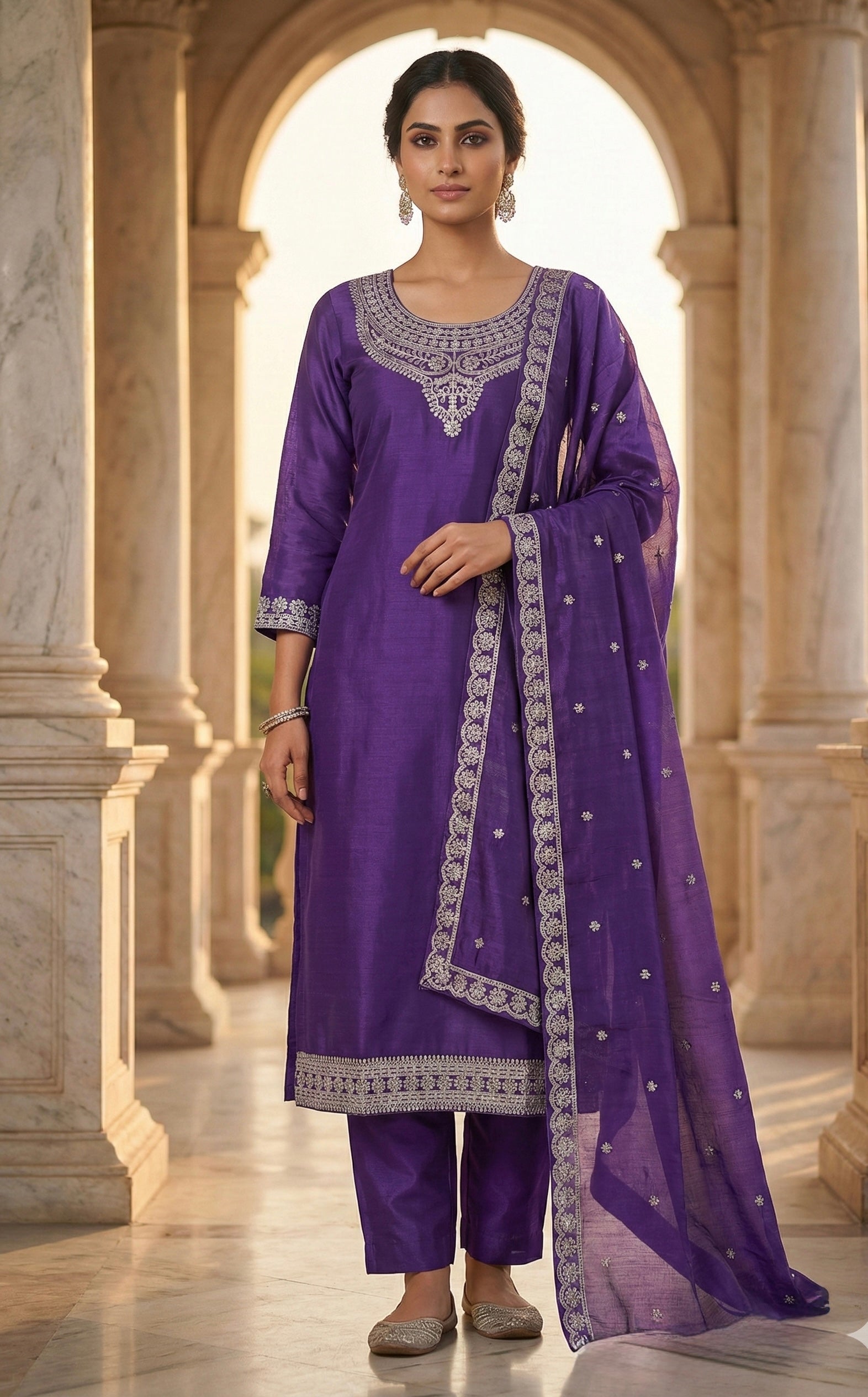 Noor-E-Shimmer Embroidered Suit Set – Roman Shine Edition