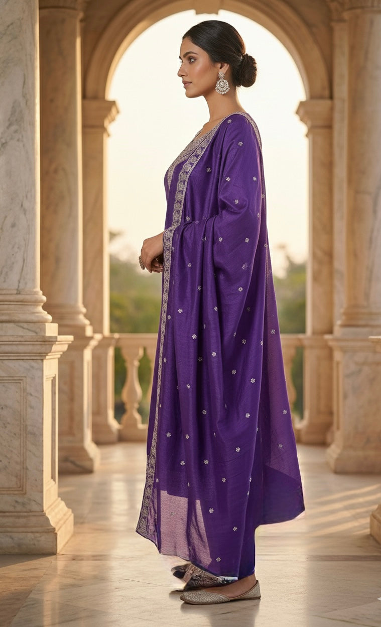 Noor-E-Shimmer Embroidered Suit Set – Roman Shine Edition