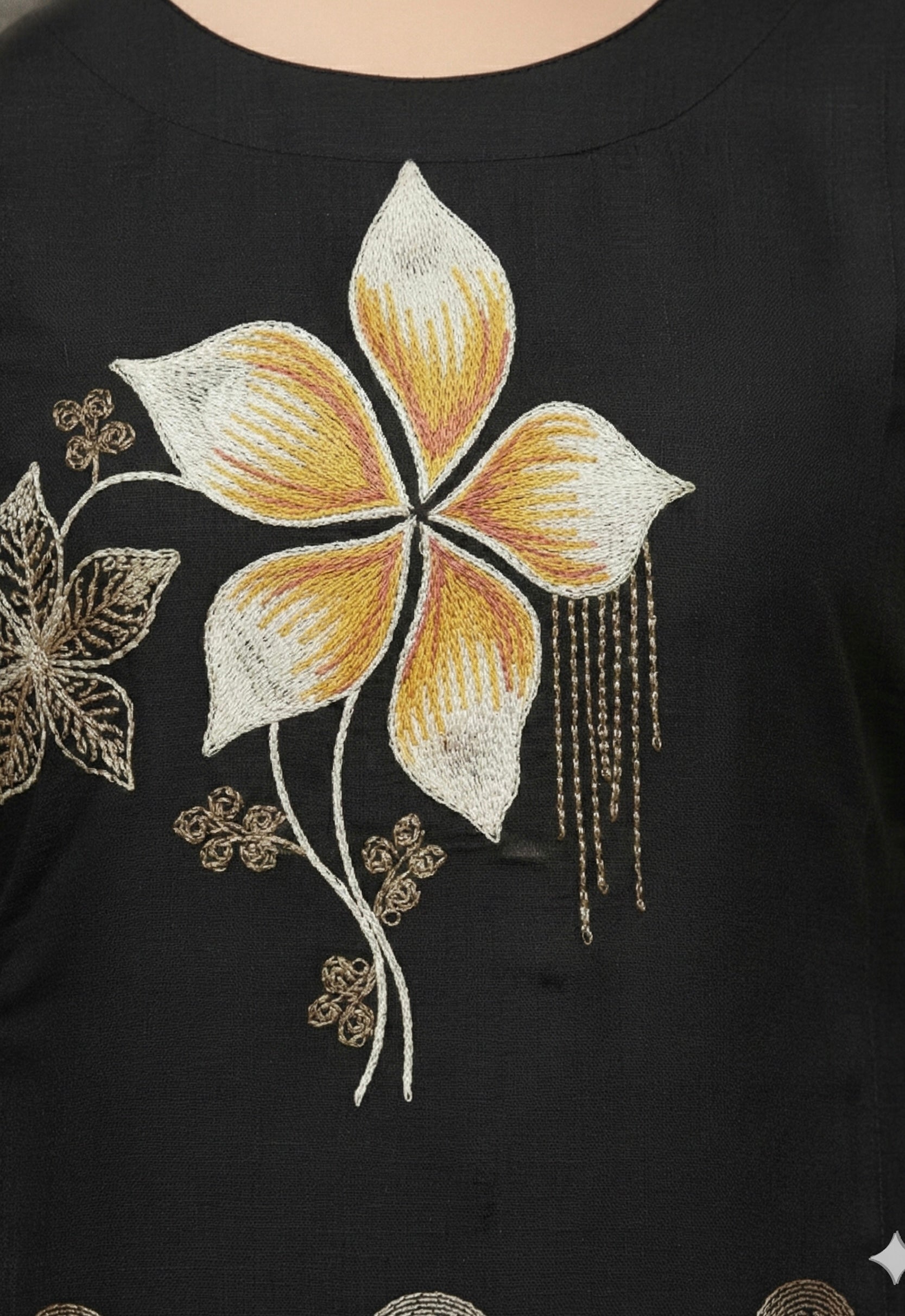 Midnight Bloom Cotton Suit Set with Digital Embroidery | Signature Collection