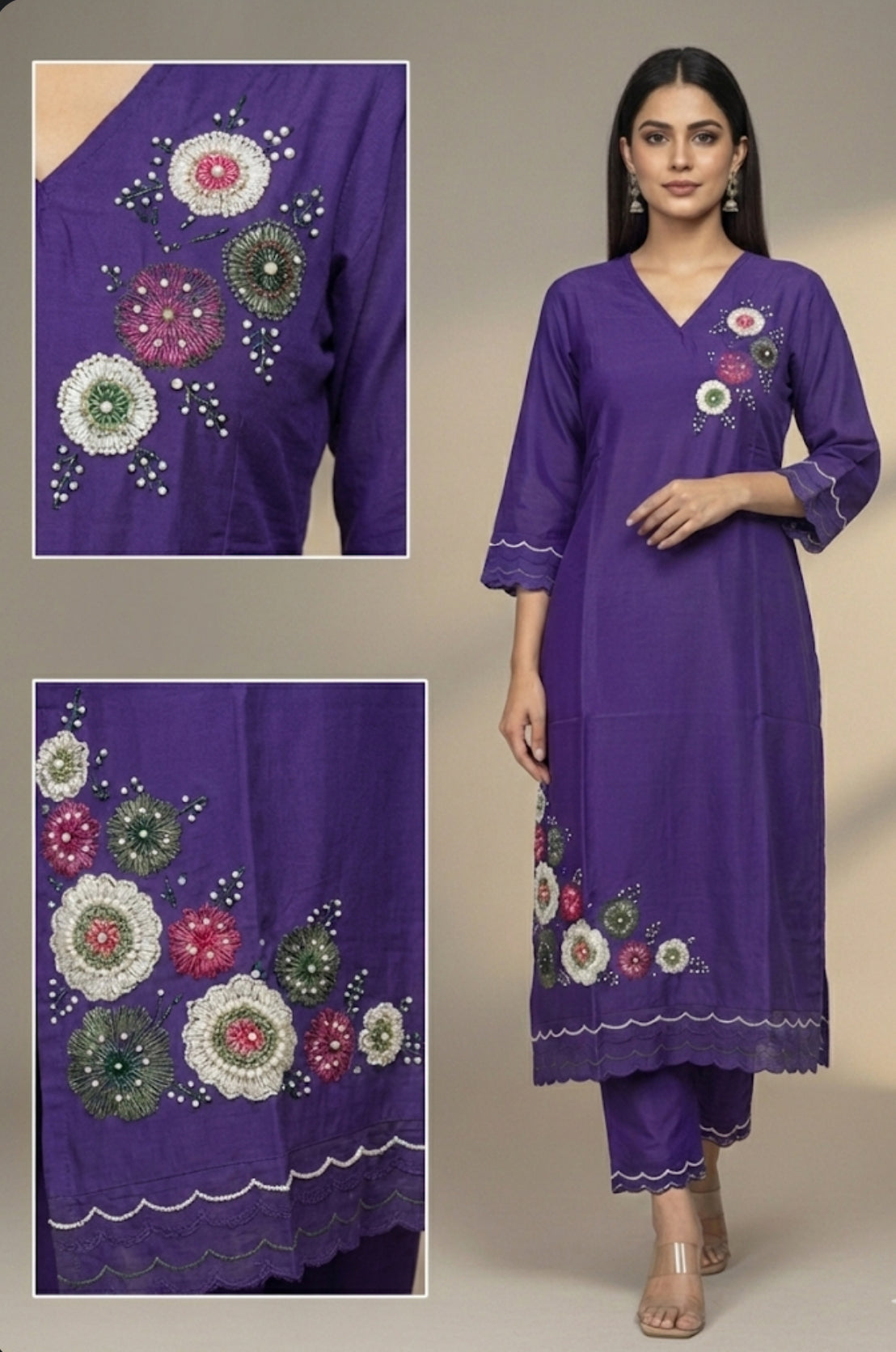 Shimmer Silk Suit with Digital Dupatta, Embroidery & Pearl Handwork – 3 Colors