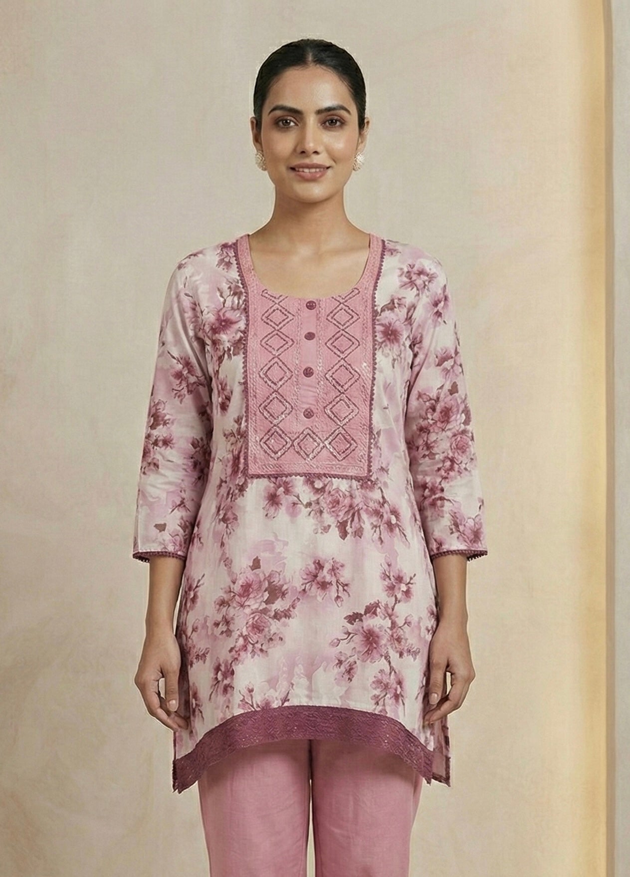 Floral Blossom Pink Kurta Set – Comfort Meets Style