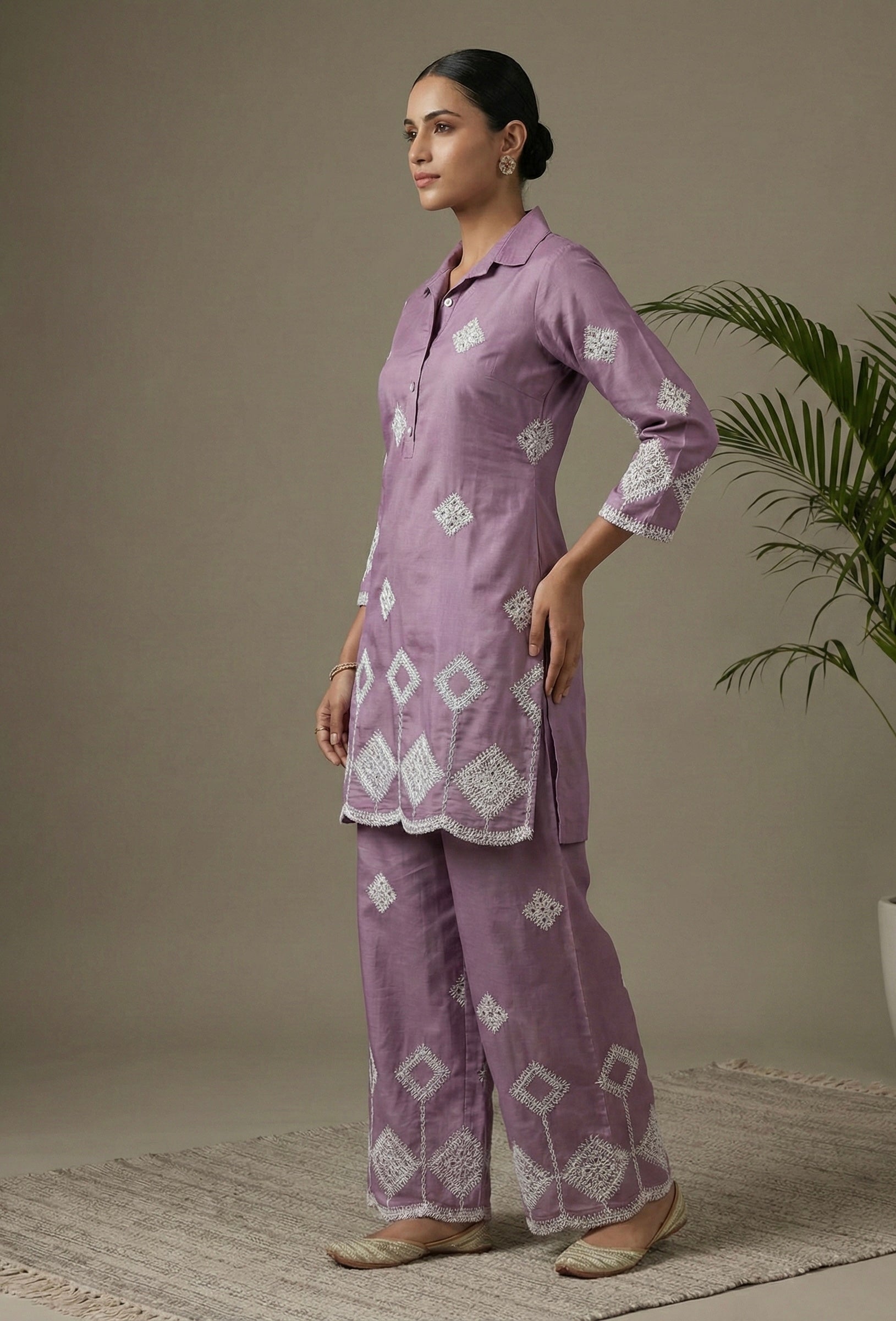 Ari Work Roman Silk Sharara Coord Set with Inner (L–XXL)